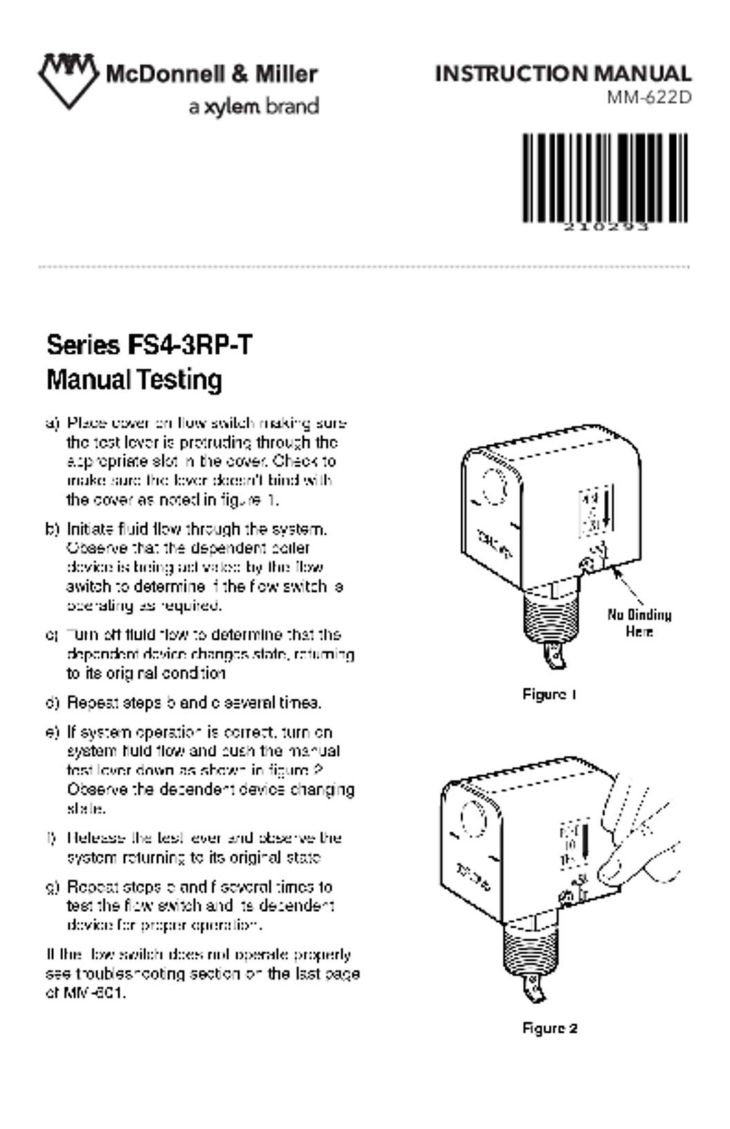 McDonnell & Miller Series FS4-3RP-T Liquid Flow Switches Instruction Manual
