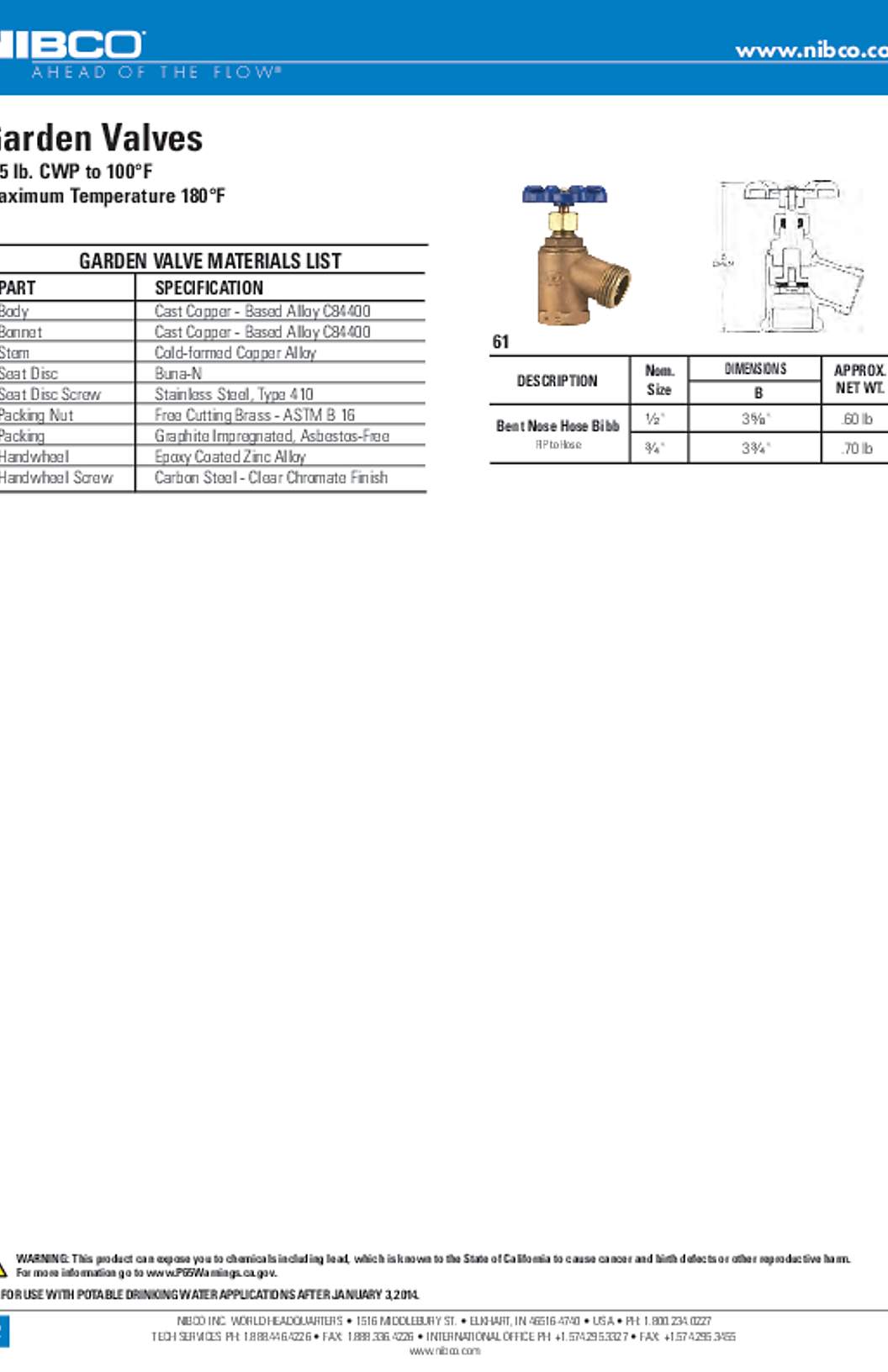 NIBCO Garden Valves Submittal