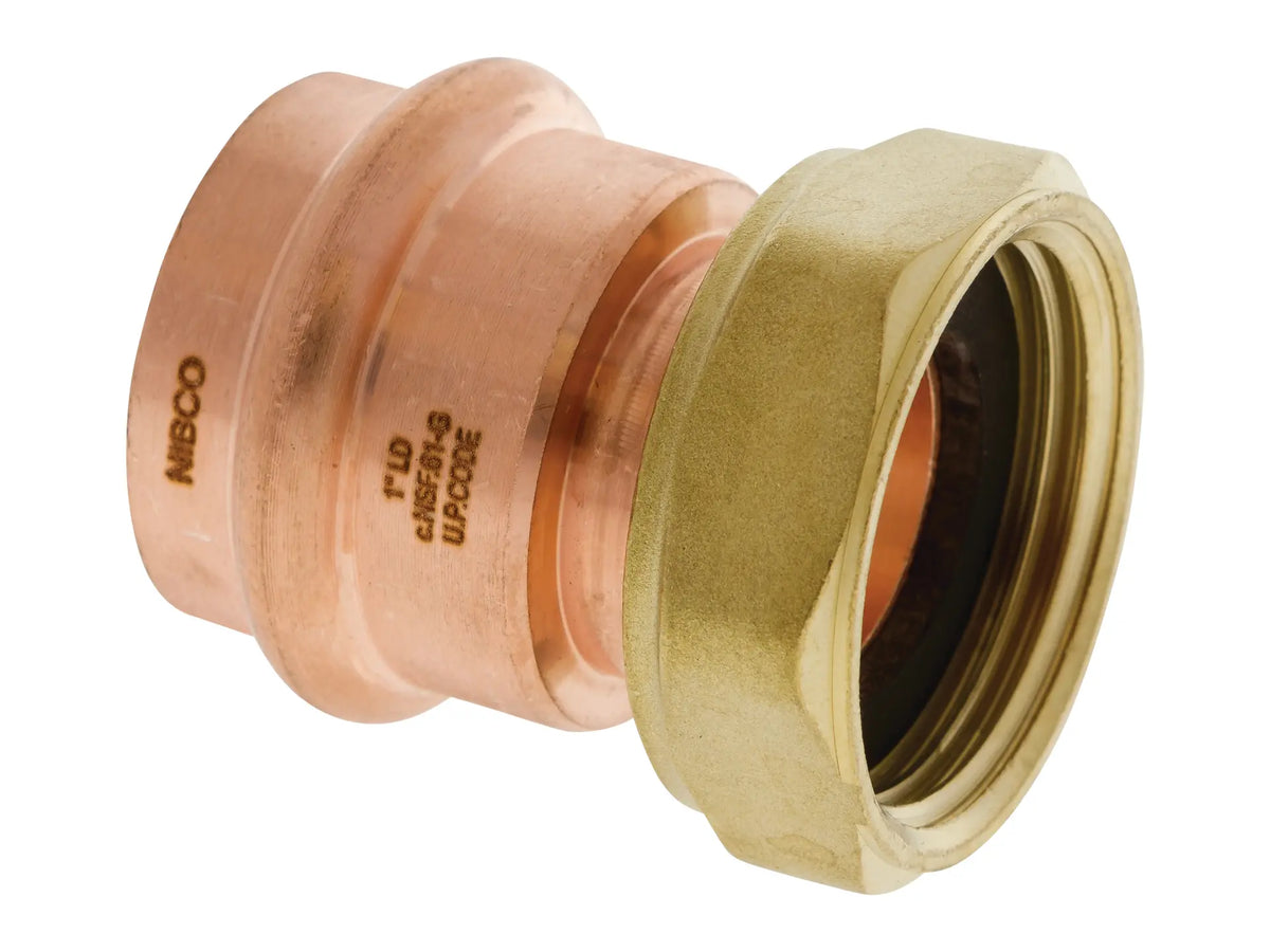 NIBCO 926730PC, 1 in. x 1-1/4 in. Press System Copper Tailpiece PXF BSP PC634