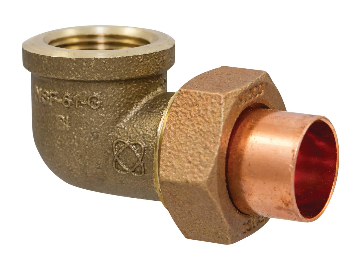 NIBCO B06855L, 1/2 in. x 1/2 in. 90° Union Elbow C x F, Performance Bronze 707-3-6-LF