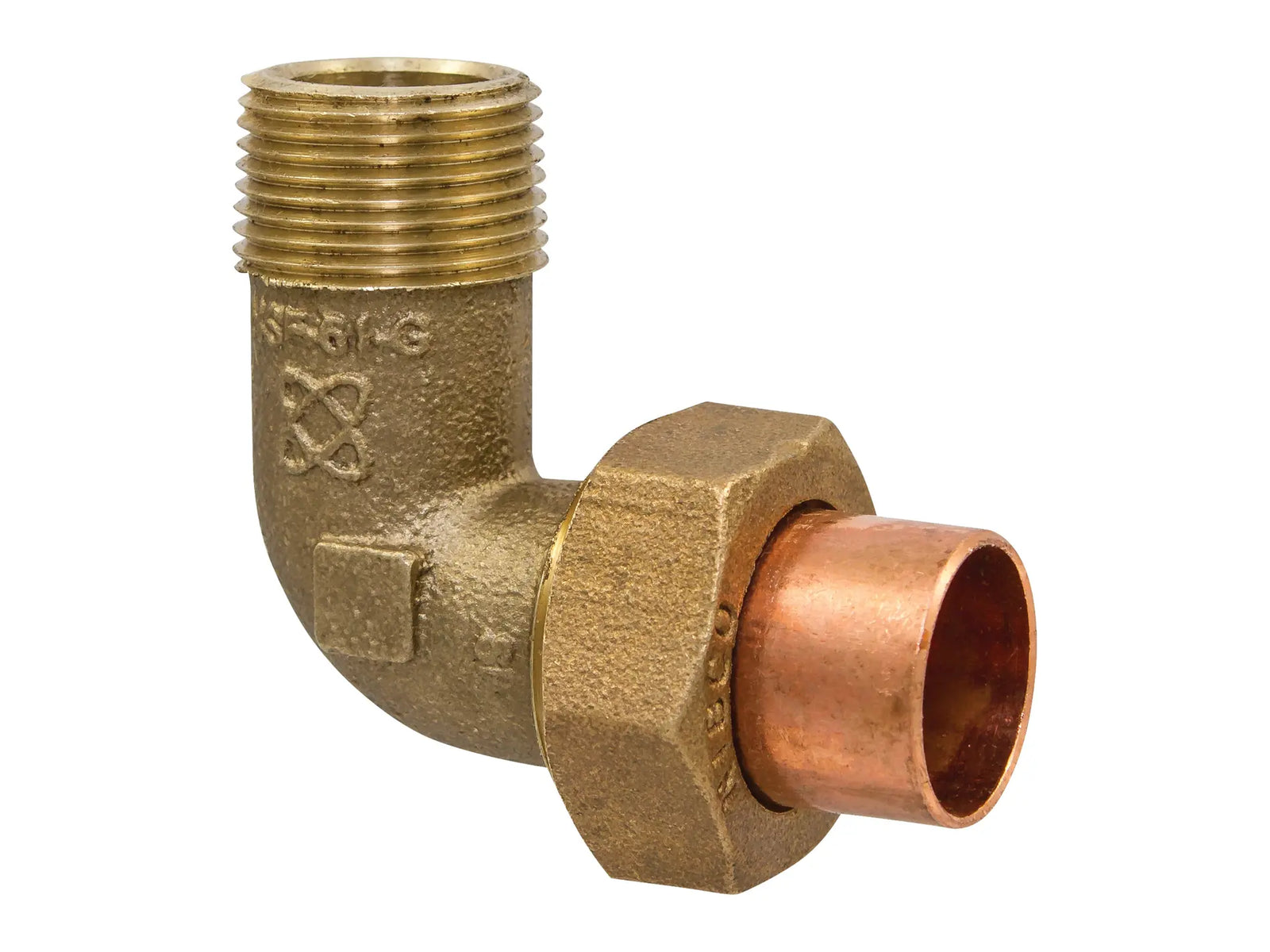 NIBCO B07275L, 3/8 in. x 3/8 in. 90° Union Elbow C x M, Performance Bronze 707-4-6-LF