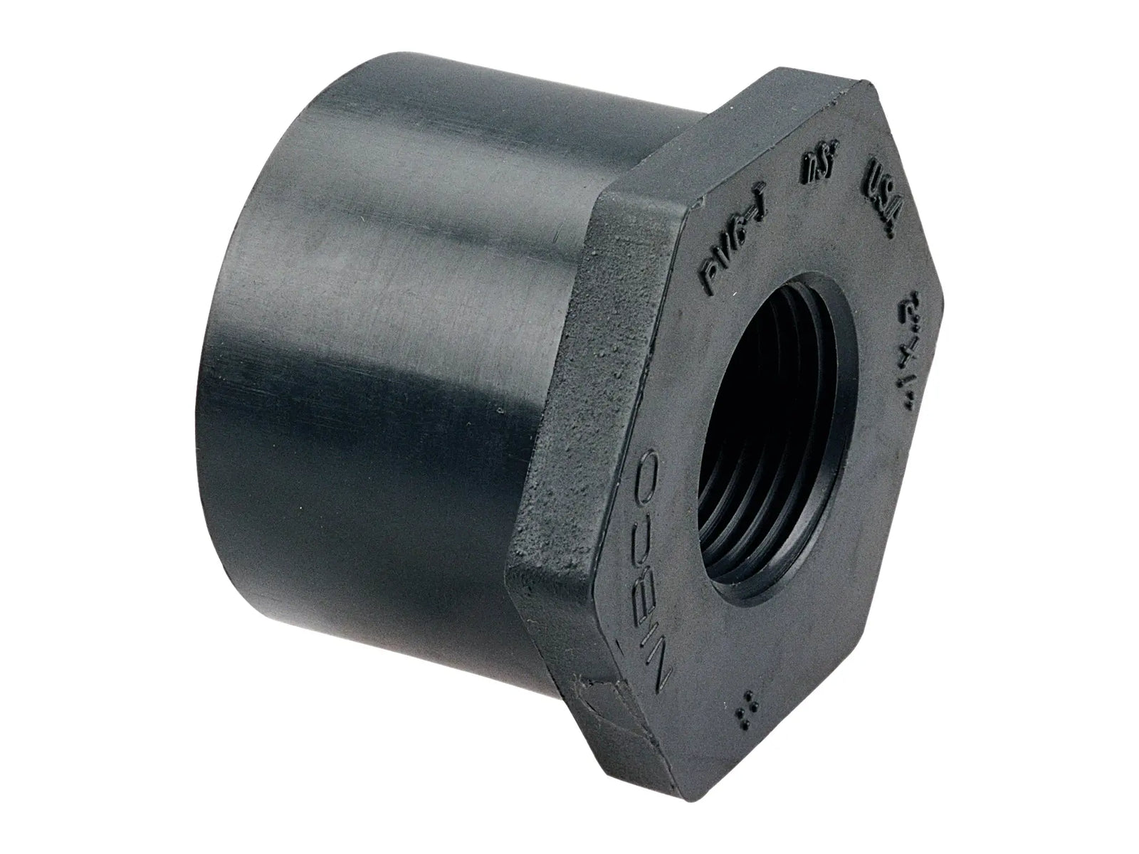 NIBCO CA13800, 1-1/4in. x 1in. Flush Spigot x Thread Reducer Bushing Spg x FPT PVC Schedule 80 4518-3