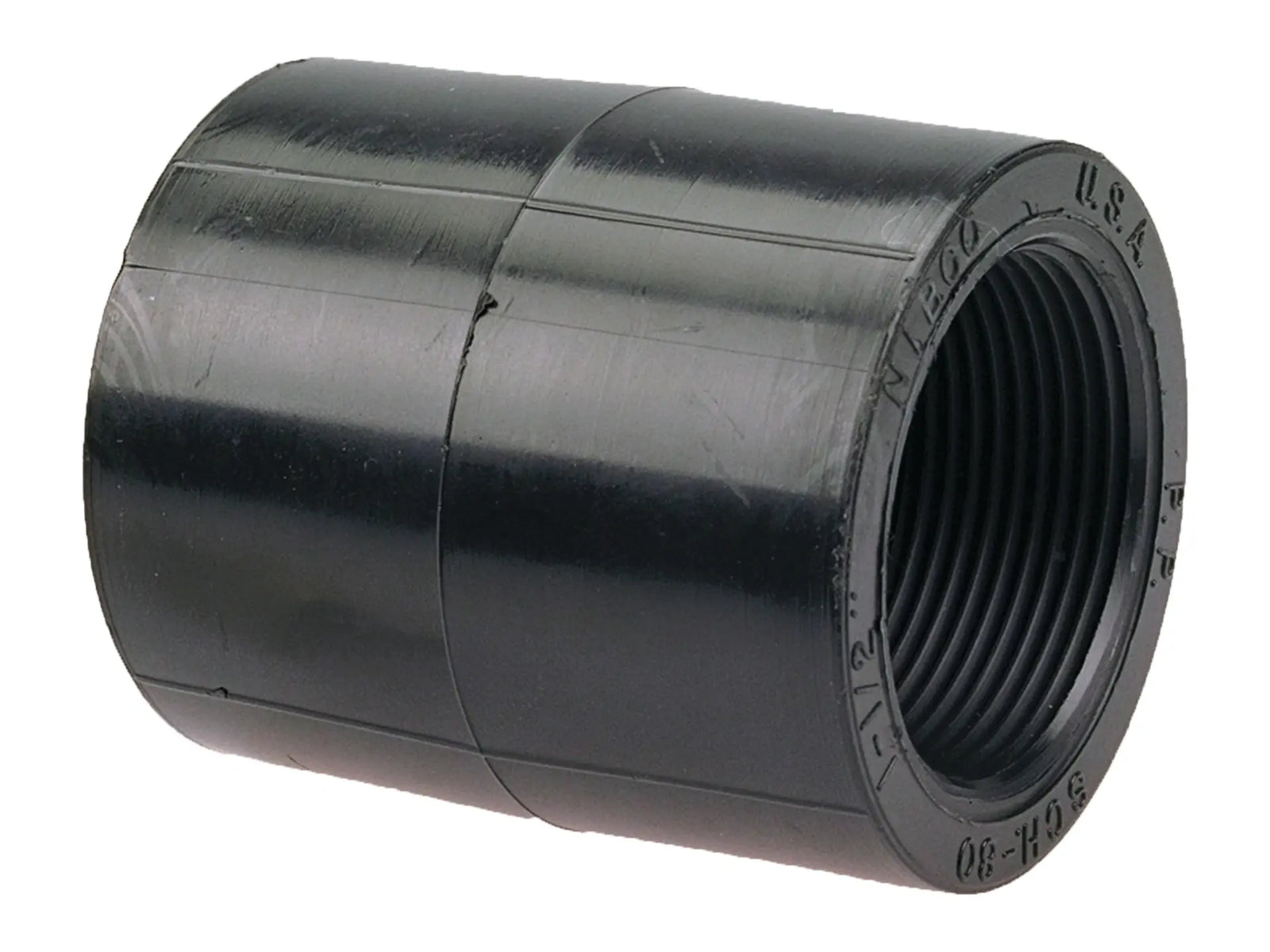 NIBCO CC00000, 1/2 in. x 1/2 in. Socket Coupling S x S Black Polypropylene Schedule 80 6101