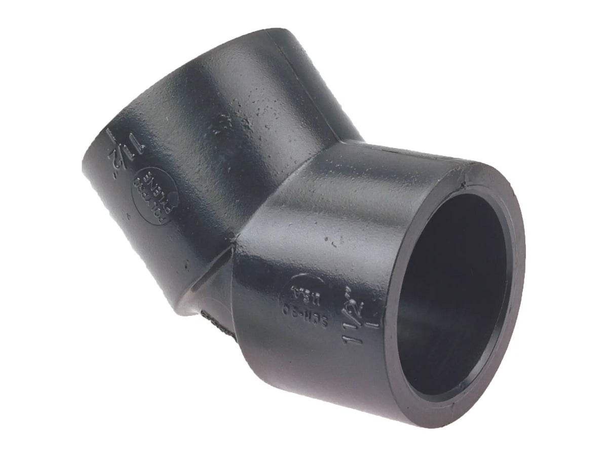 NIBCO CC01500, 6 in. Socket 45° Elbow S x S Black Polypropylene Schedule 80 6106