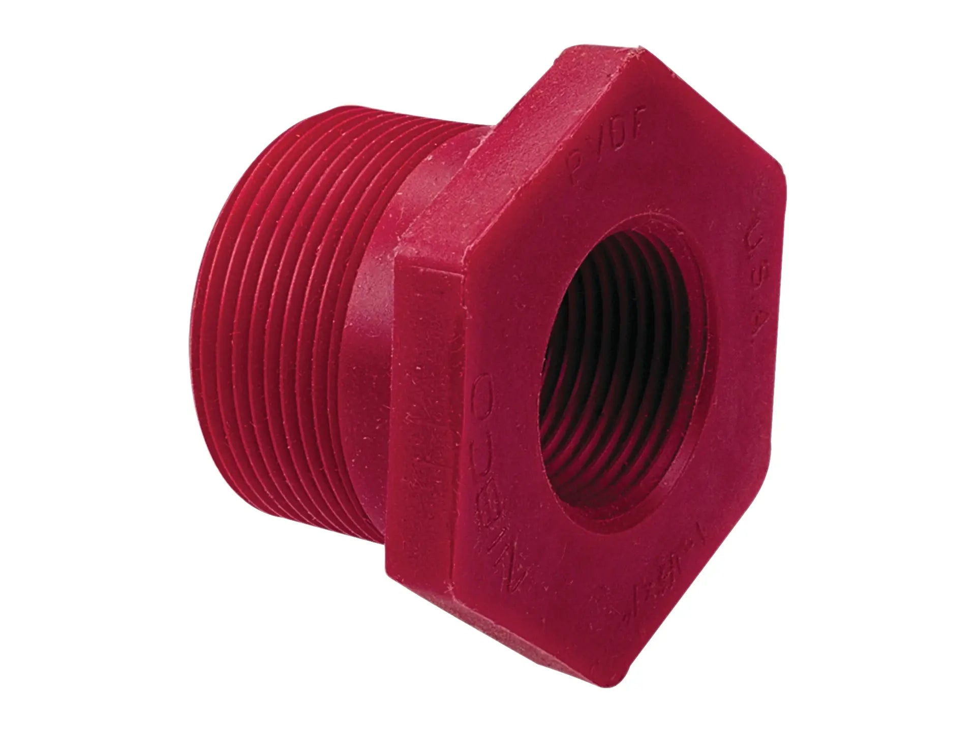 NIBCO CD03350, 1-1/2 in. x 1 in. Chemtrol MPTxFPT Flush Thread Reducer Bushing PVDF 6518-3-4