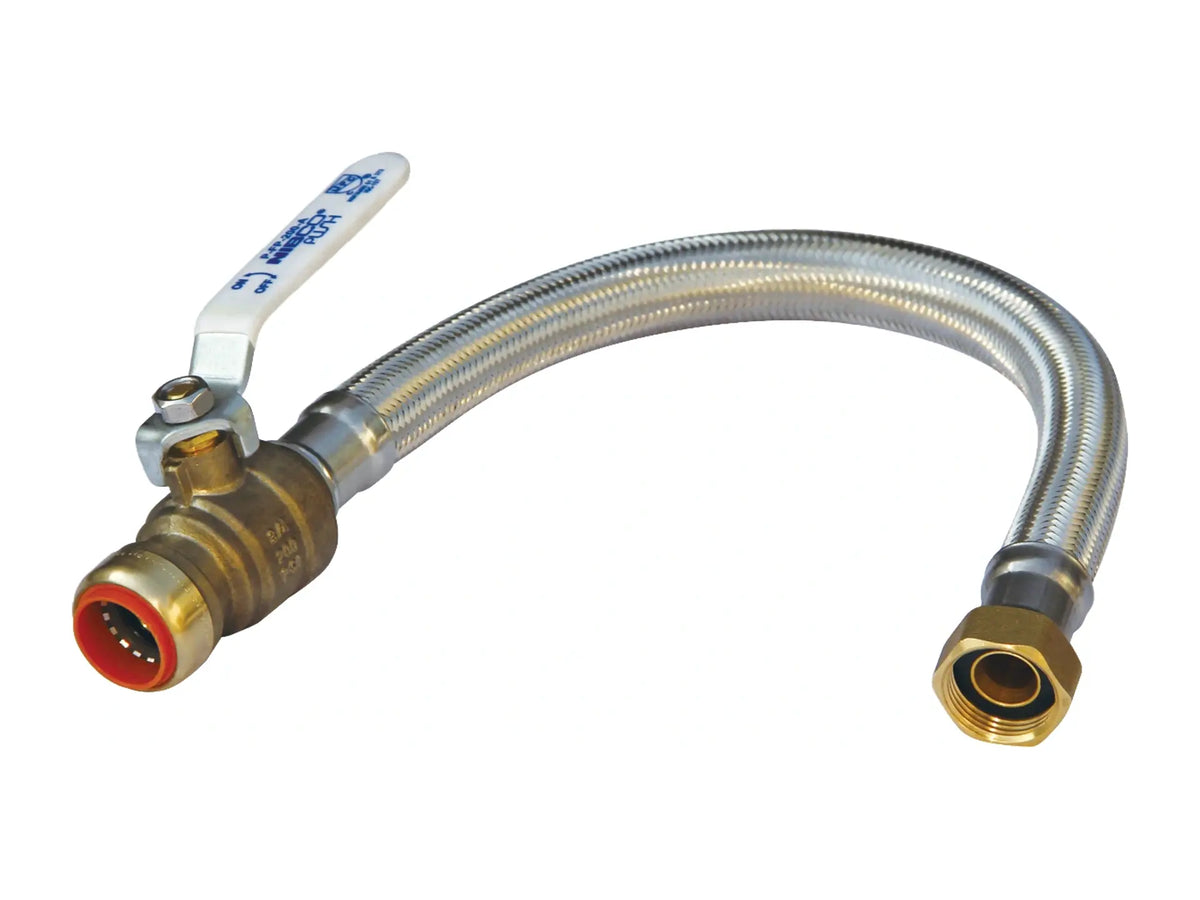 NIBCO FXFV18034W, 3/4in. x 3/4in. Flexible Connectors Push Water Heater Connector w/Ball Valve