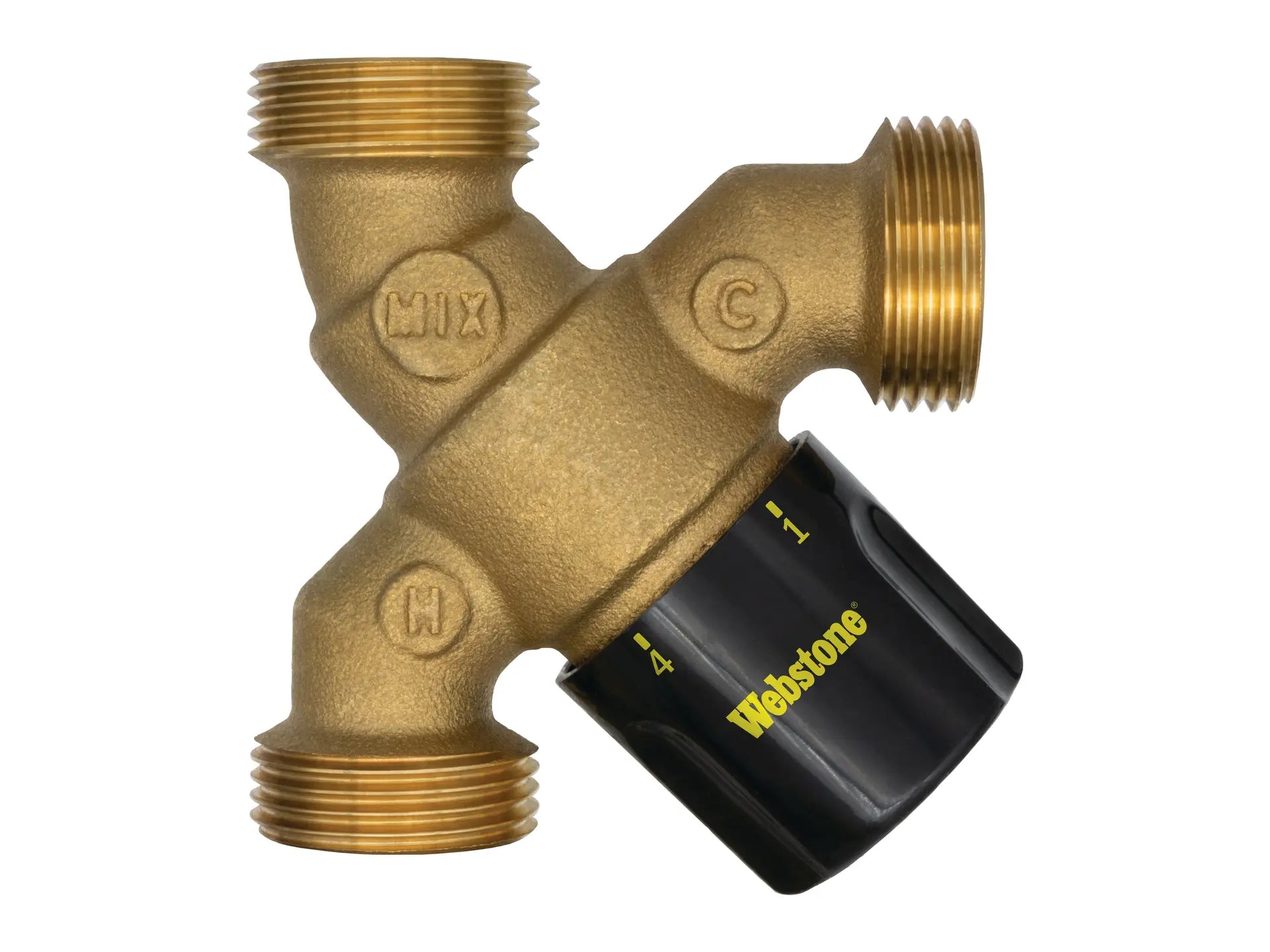 Webstone H-70070W-Y, 1in.x1in. G-Series Y-Pattern Thermostatic Mixing Valve In-Line DZR Brass Valve