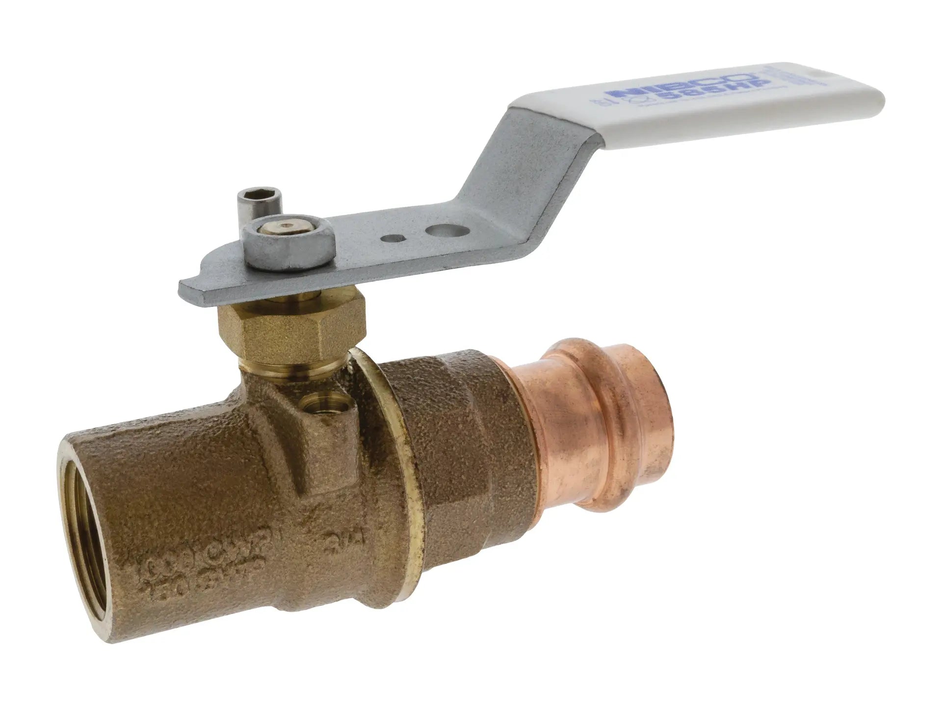 NIBCO HP85TXC, 1-1/2 in. x 1-1/2 in. Th x Press End Brz Ball Valve LF NIB-SEAL Ext InsHandle