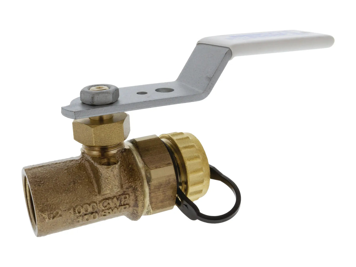 NIBCO HP95806, 1/2 in. x 1/2 in. Thread End x Hose End Brz Ball Valve LF SS Trim T-585HP-LF-HC