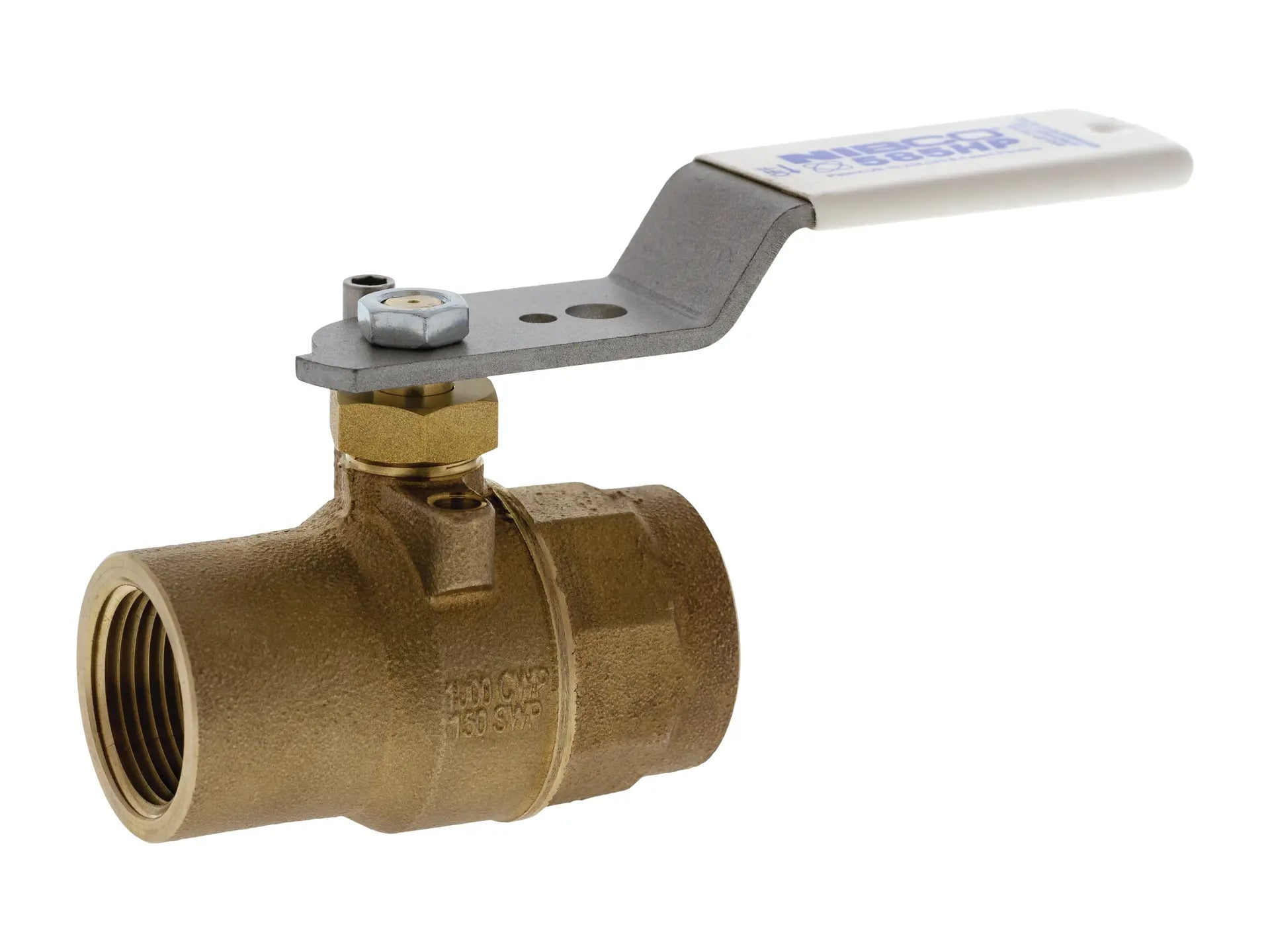 NIBCO HP961KB, 1-1/4 in. x 1-1/4 in. ThEnd Bronze Ball Valve LF SS Trim CS Lock Handle