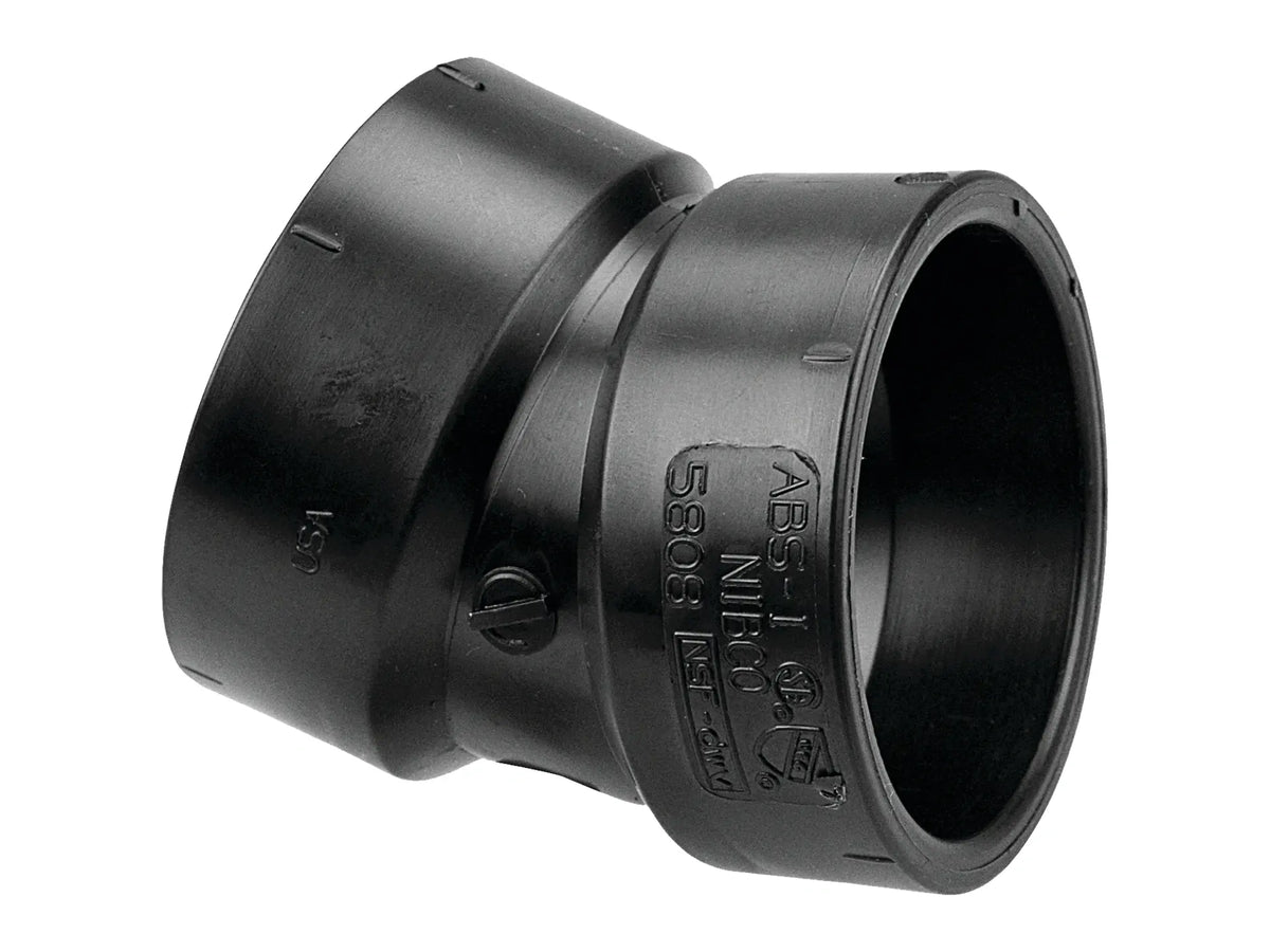 NIBCO I079400, 3 in. x 3 in. 22-1/2° Elbow H x H ABS DWV 5808