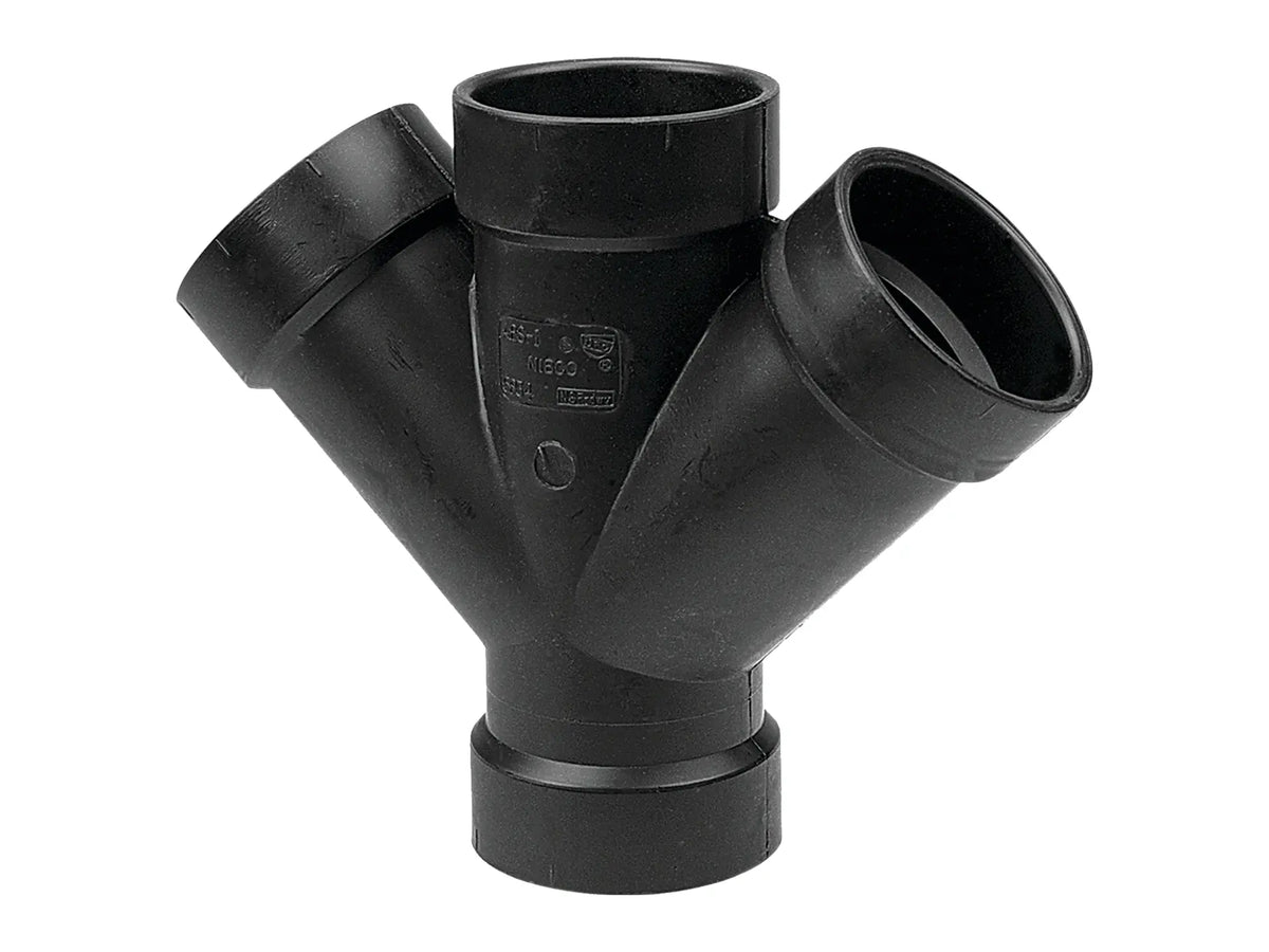NIBCO I266000, 4 in. x 4 in. x 3 in. x 3 in. 45° Double Wye Hub ABS DWV 5834