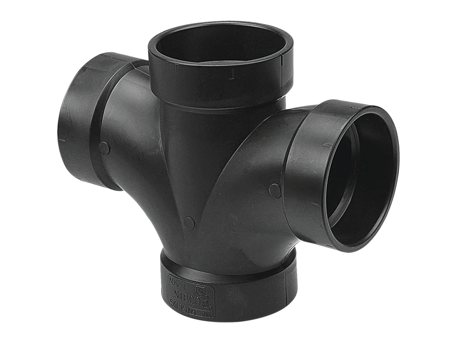 NIBCO I270800, 3 in. x 3 in. x 2 in. x 1-1/2 in. Double Sanitary Tee Hub ABS DWV 5835
