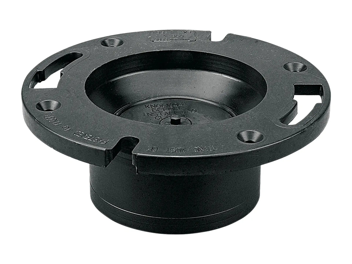NIBCO I440100, 4 in. x 3 in. Closet Flange with Knockout Test Plug Hub ABS DWV 5855