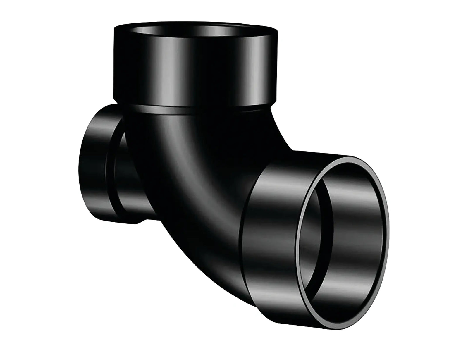 NIBCO I445250, 3 in. x 3 in. x 2 in. 90° Elbow with High Heel Inlet Hub x Hub x Hub ABS DWV 5861