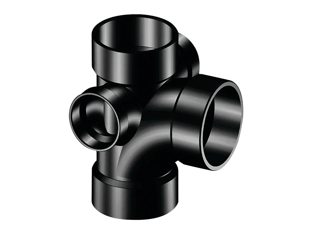 NIBCO I490400, 3in. x 3in. x 3in. x 1-1/2in. Sanitary Tee with 90° Right and Left Inlets Hub ABS DWV