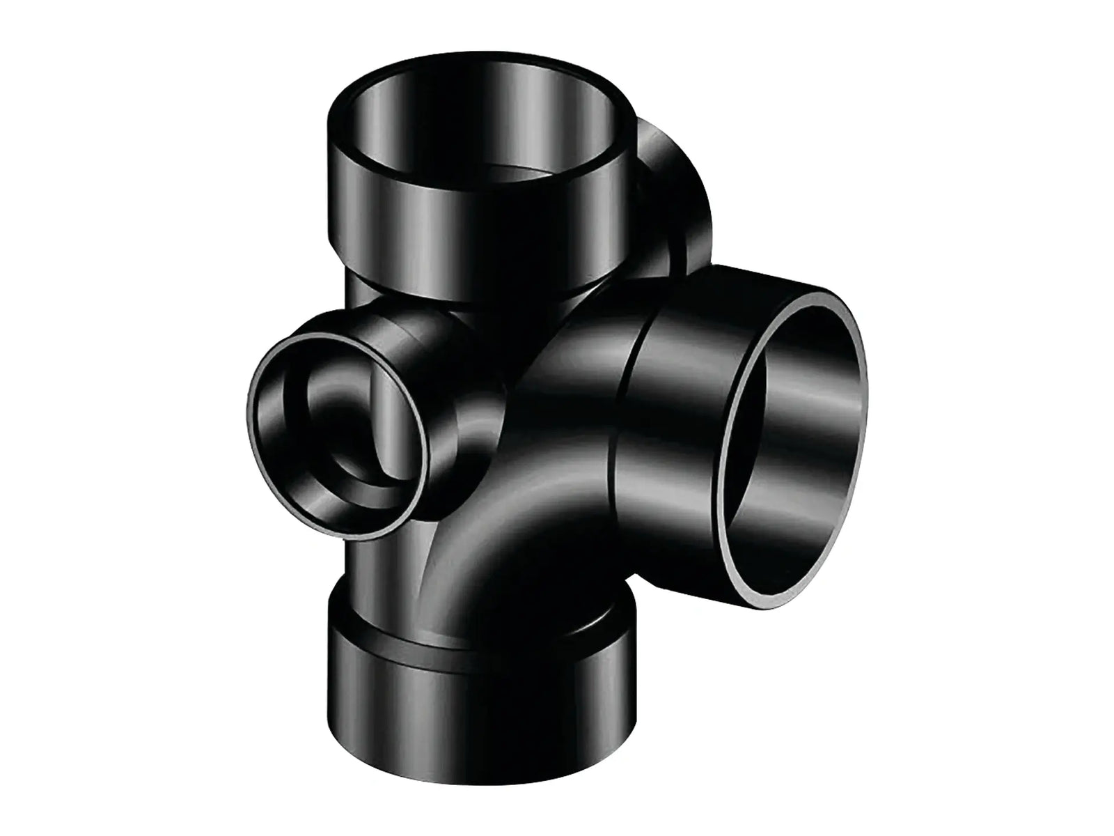 NIBCO I490500, 4in. x 4in. x 4in. x 2in. Sanitary Tee with 90° Right and Left Inlets Hub ABS DWV