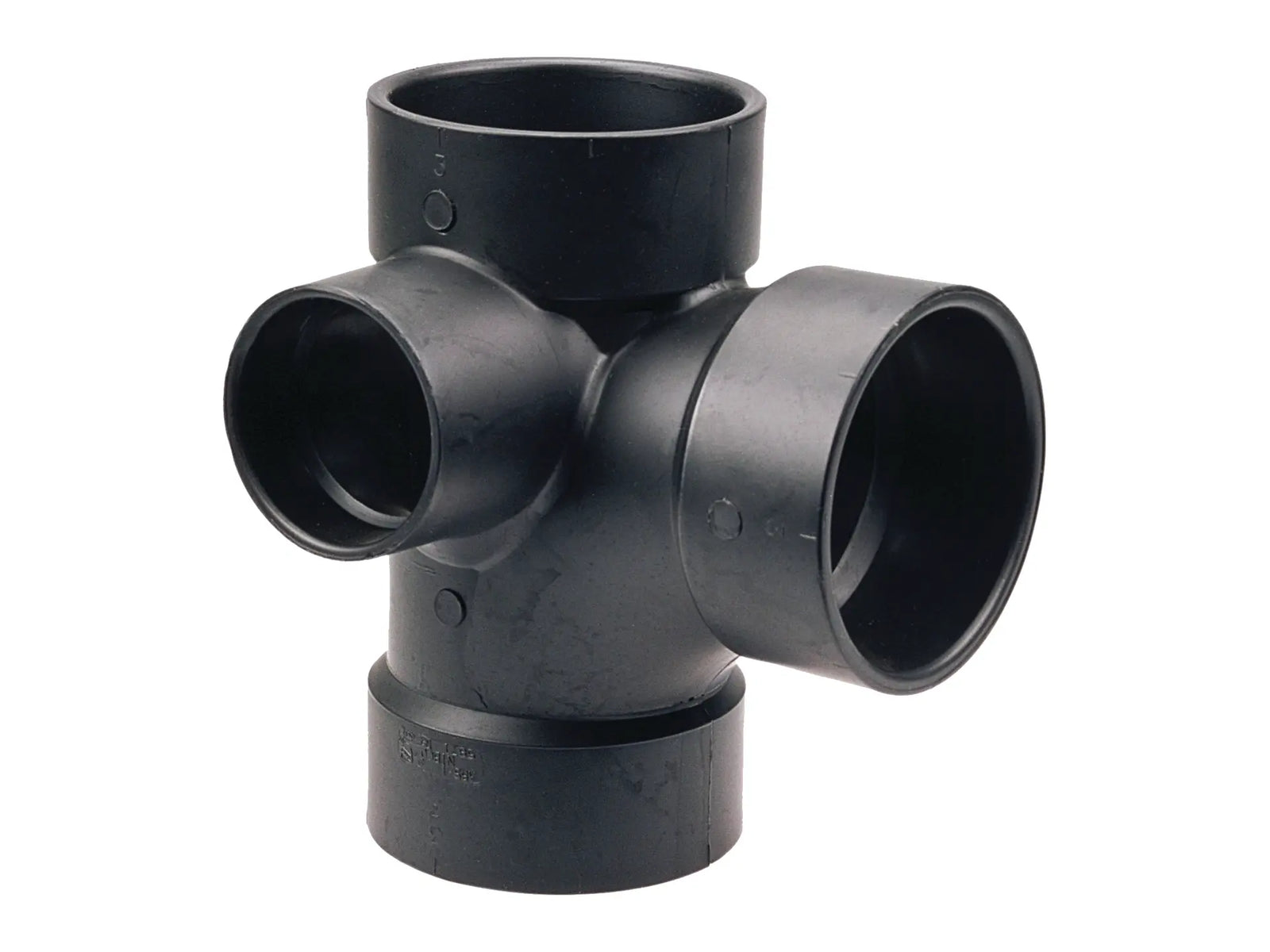 NIBCO I495350, 3 in. x 3 in. x 3 in. x 2 in. Sanitary Tee with 90° Left Inlet Hub ABS DWV 5871
