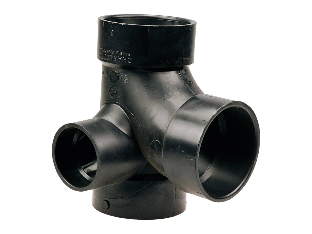 NIBCO I500500, 4 in. x 4 in. x 4 in. x 2 in. Sanitary Tee with 90° Right Inlet Hub ABS DWV 5872