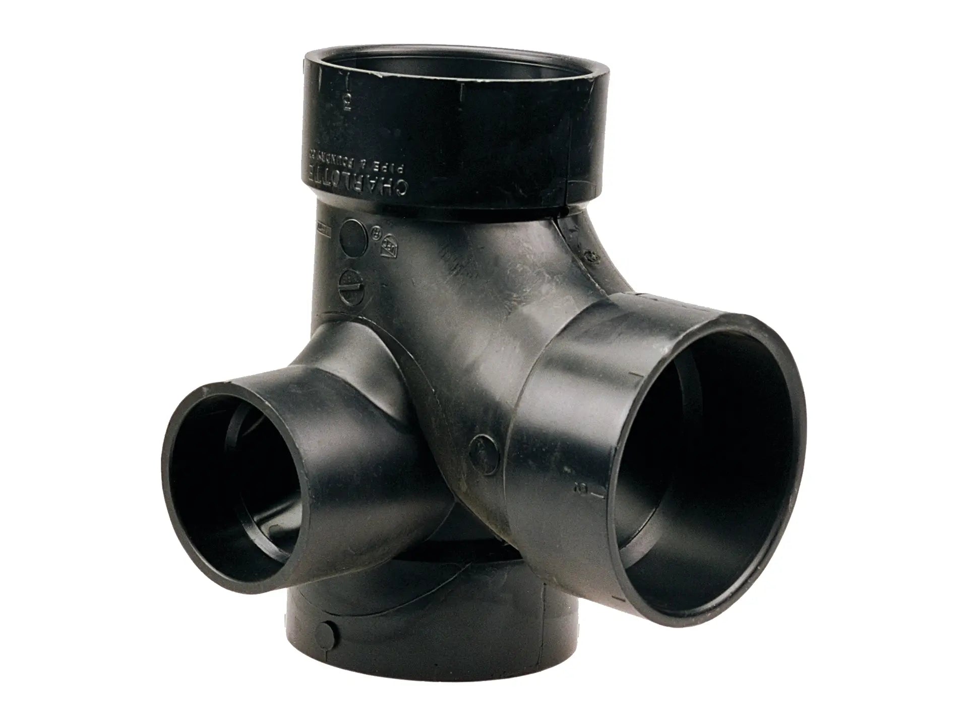 NIBCO I500500, 4 in. x 4 in. x 4 in. x 2 in. Sanitary Tee with 90° Right Inlet Hub ABS DWV 5872