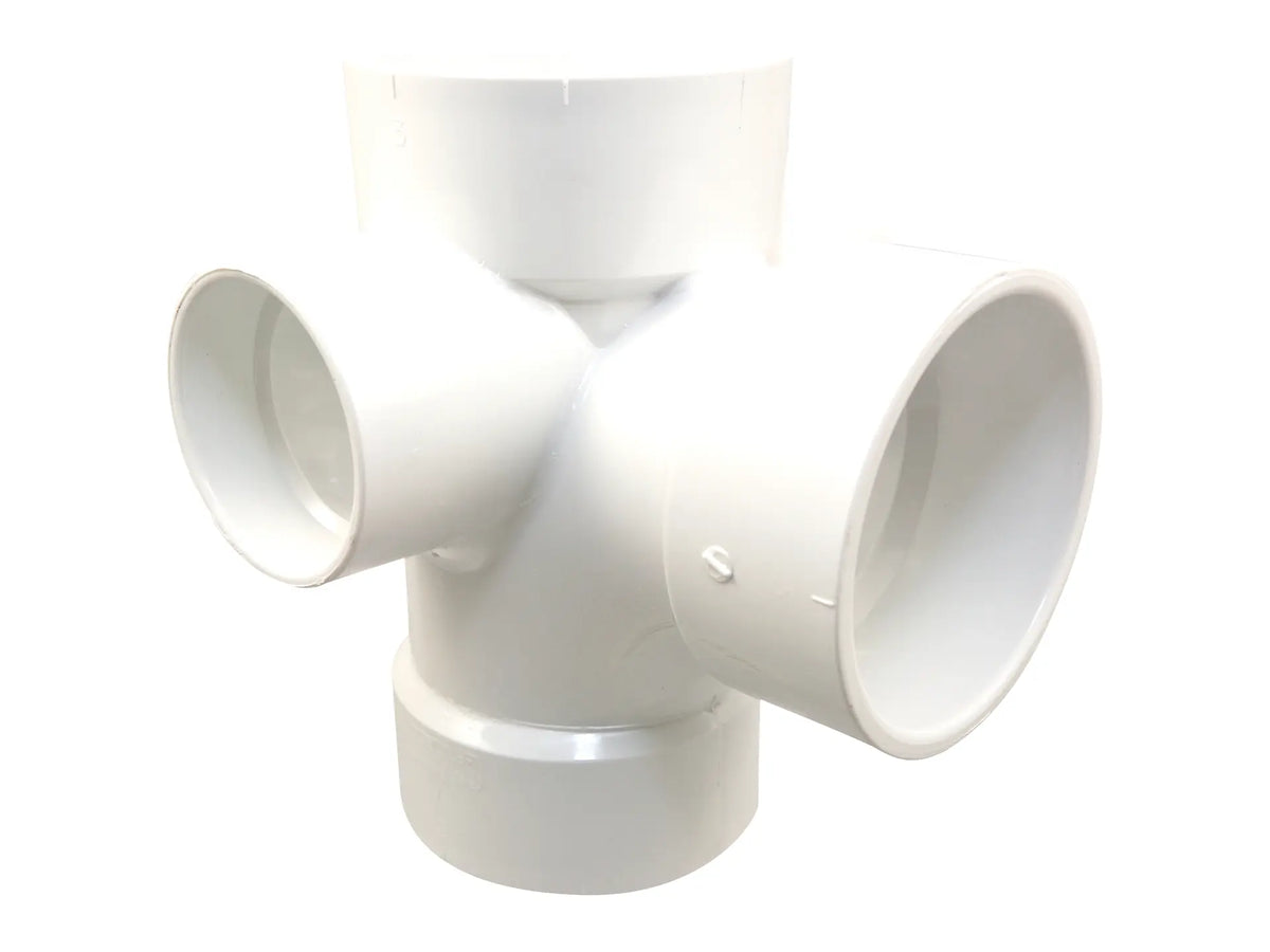 NIBCO K490400, 3in. x 3in. x 3in. x 1-1/2in. Sanitary Tee with 90° Right and Left Inlets Hub PVC DWV