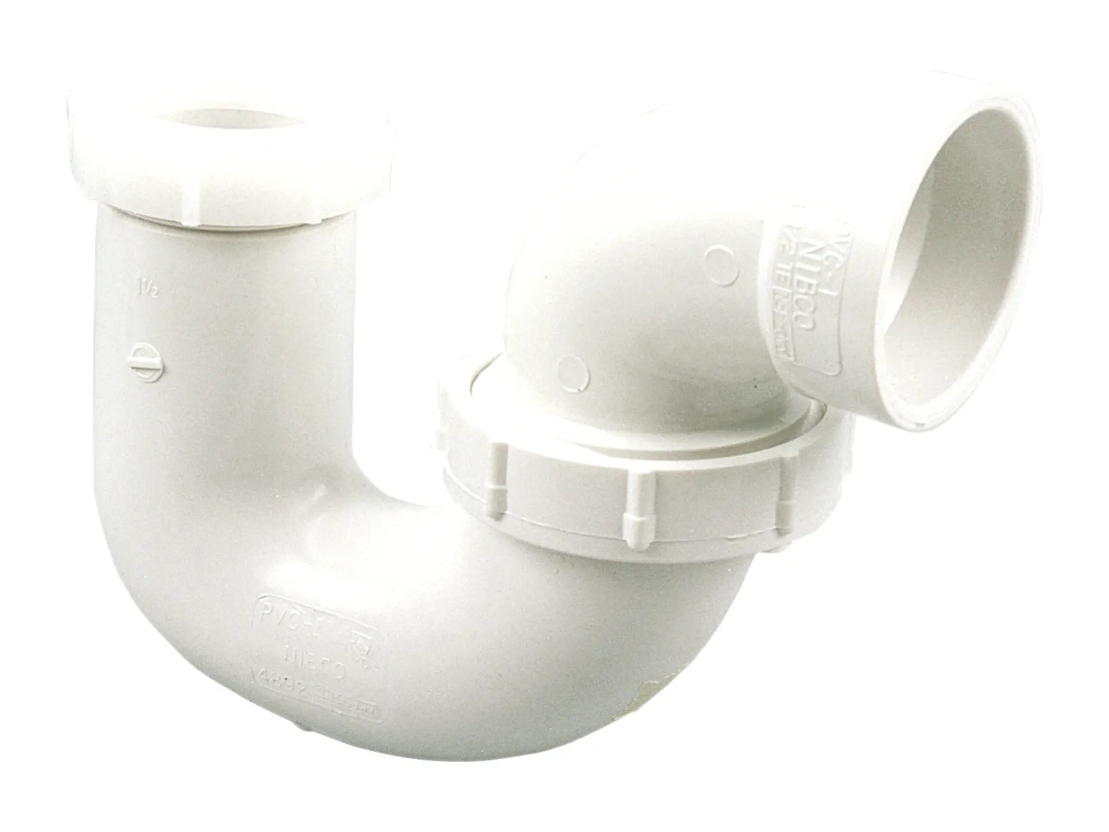 NIBCO K600500, 1-1/2 in. x 1-1/4 in. P-Trap with Union Joint Hub x SJ PVC DWV 4892