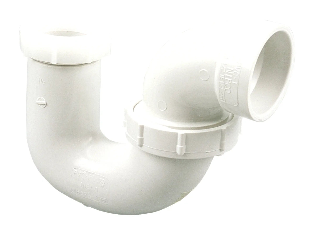 NIBCO K600500, 1-1/2 in. x 1-1/4 in. P-Trap with Union Joint Hub x SJ PVC DWV 4892