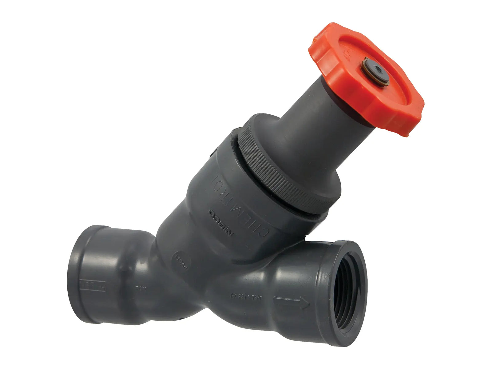 NIBCO MA512A8, 3/4 in. Y-Pattern Globe Valve Threaded, PVC Schedule 80, FKM T45YPV