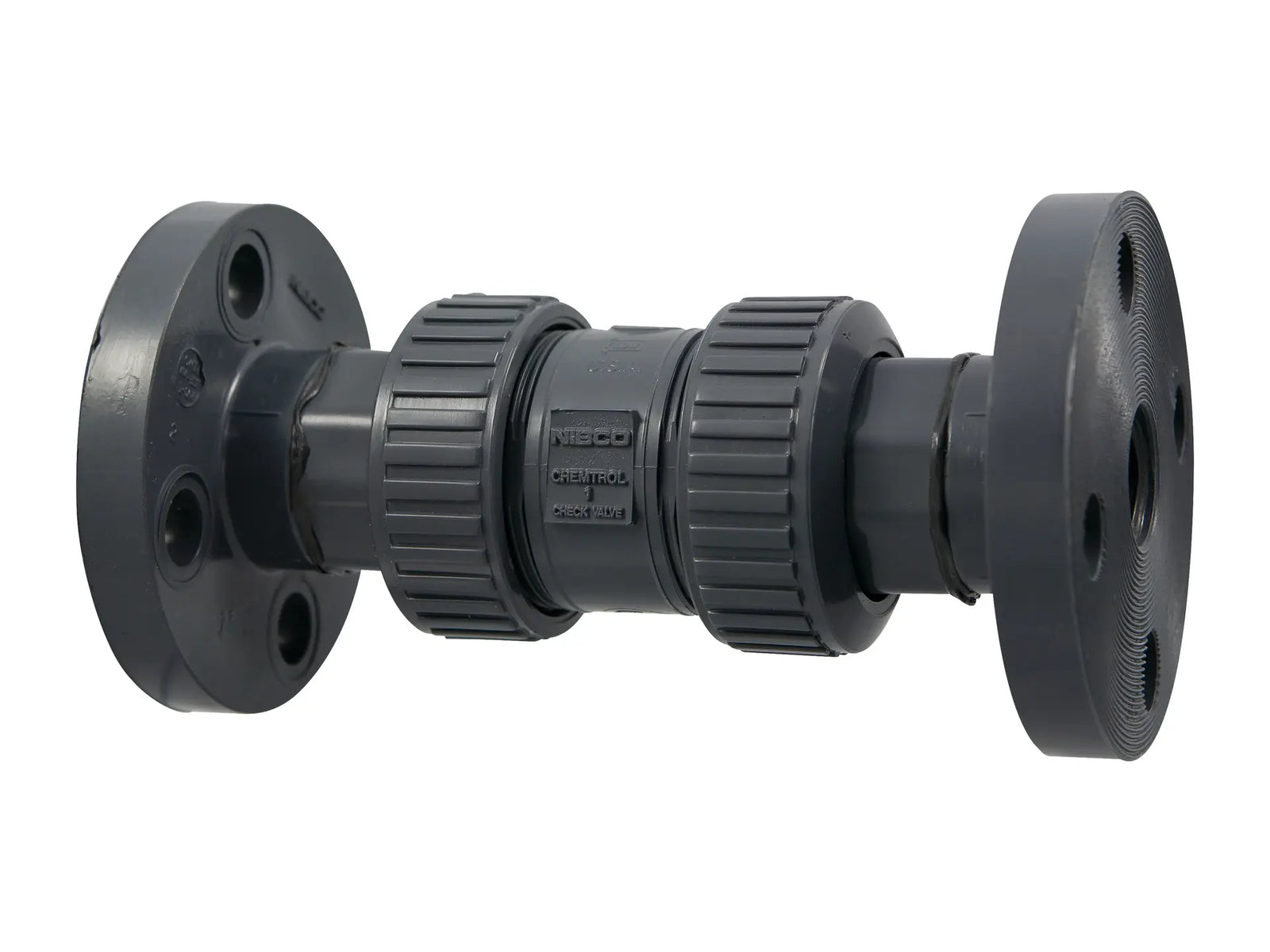 NIBCO MA802A8, 3/4 in. Ball Check Valve Flanged, True Union, PVC Schedule 80, FKM F45BCV