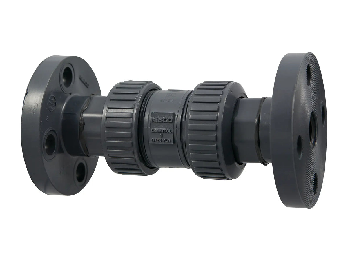 NIBCO MA802AC, 1-1/2 in. Ball Check Valve Flanged, True Union, PVC Schedule 80, FKM F45BCV