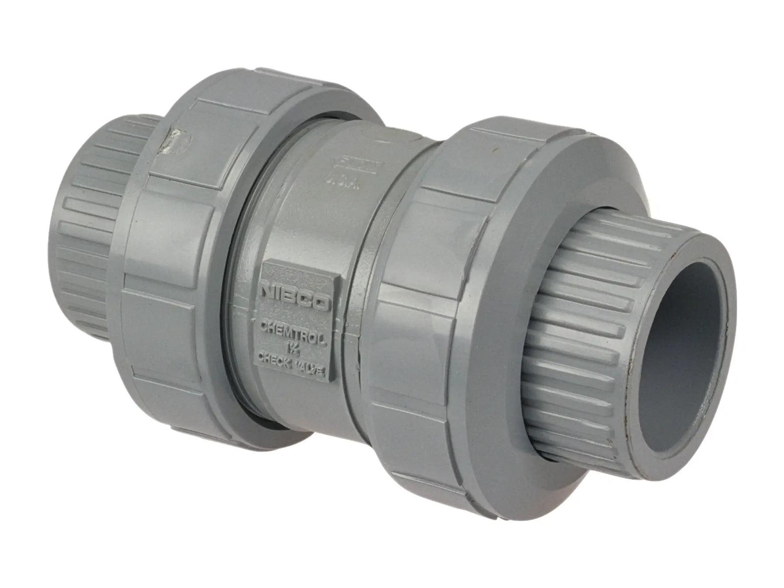 NIBCO MB801UB, 1-1/4in. Ball Check Valve True Union, Corzan CPVC Schedule 80, Universal Ends
