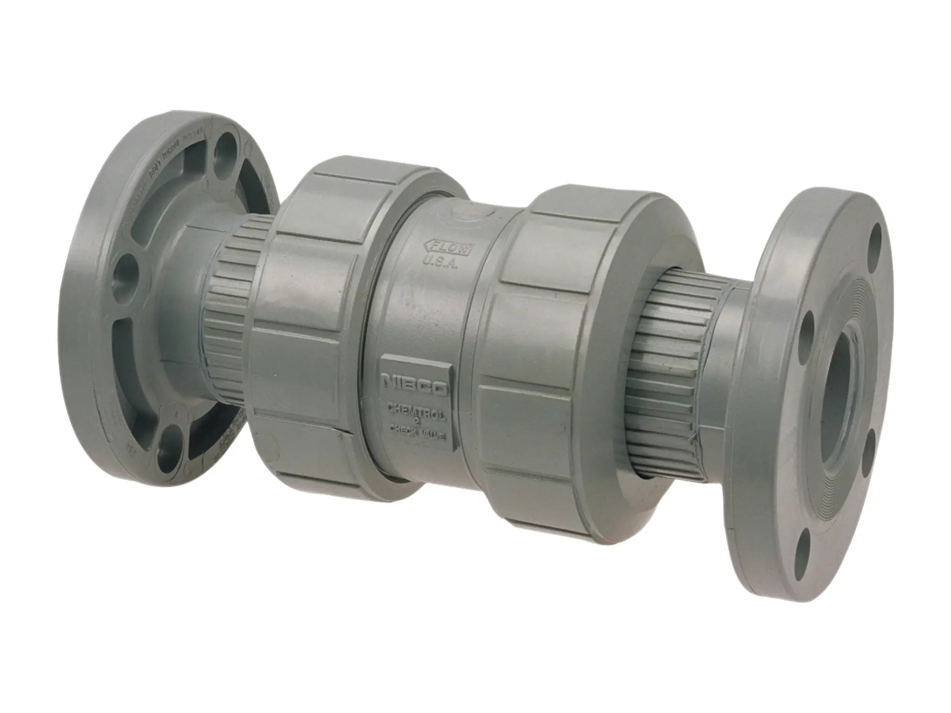 NIBCO MB802AD, 2 in. Ball Check Valve Flanged, True Union, Corzan CPVC Schedule 80, FKM F51BCV