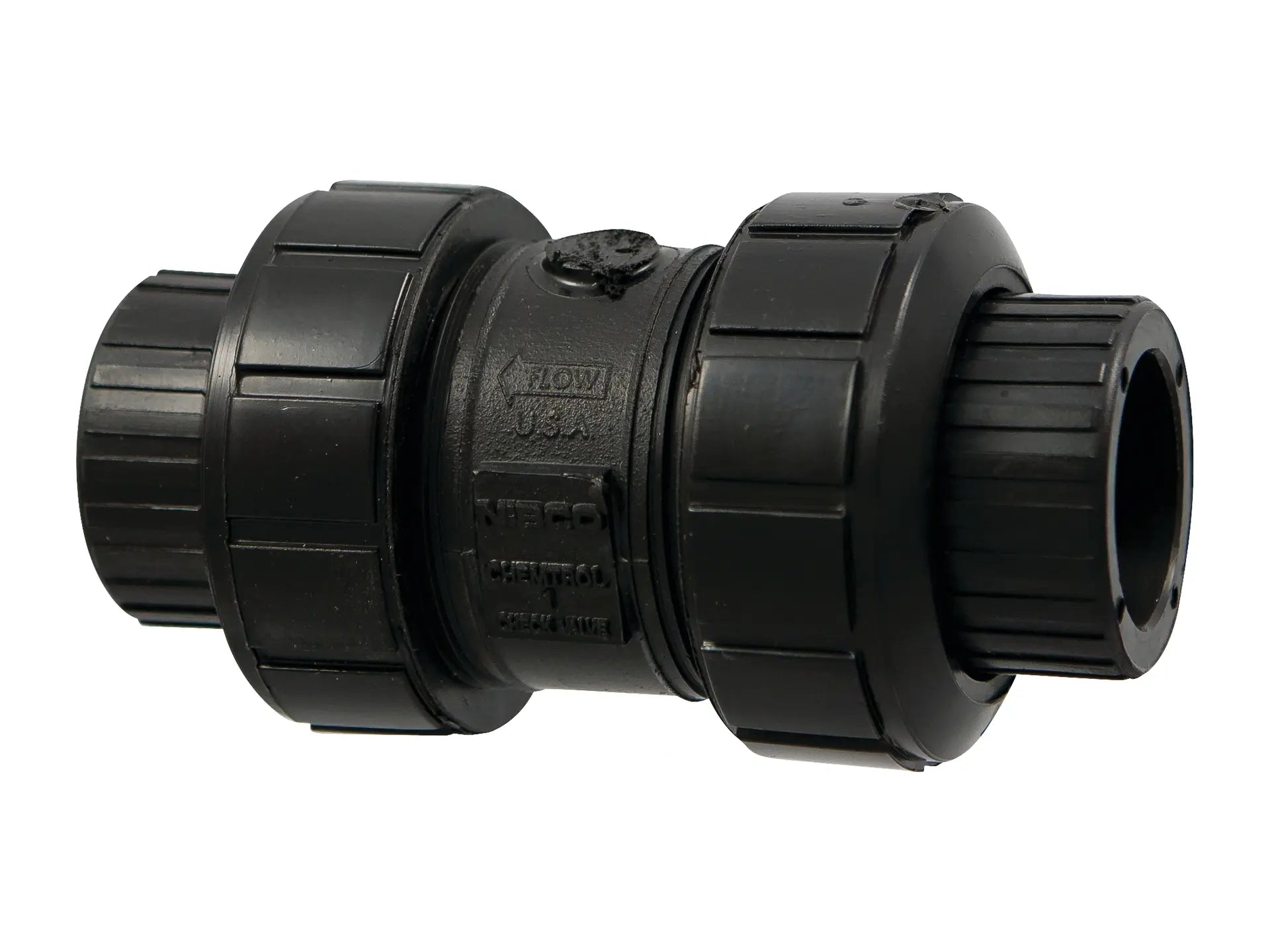 NIBCO MC801A8, 3/4 in. Ball Check Valve Socket, True Union, Black PP, FKM S61BCV