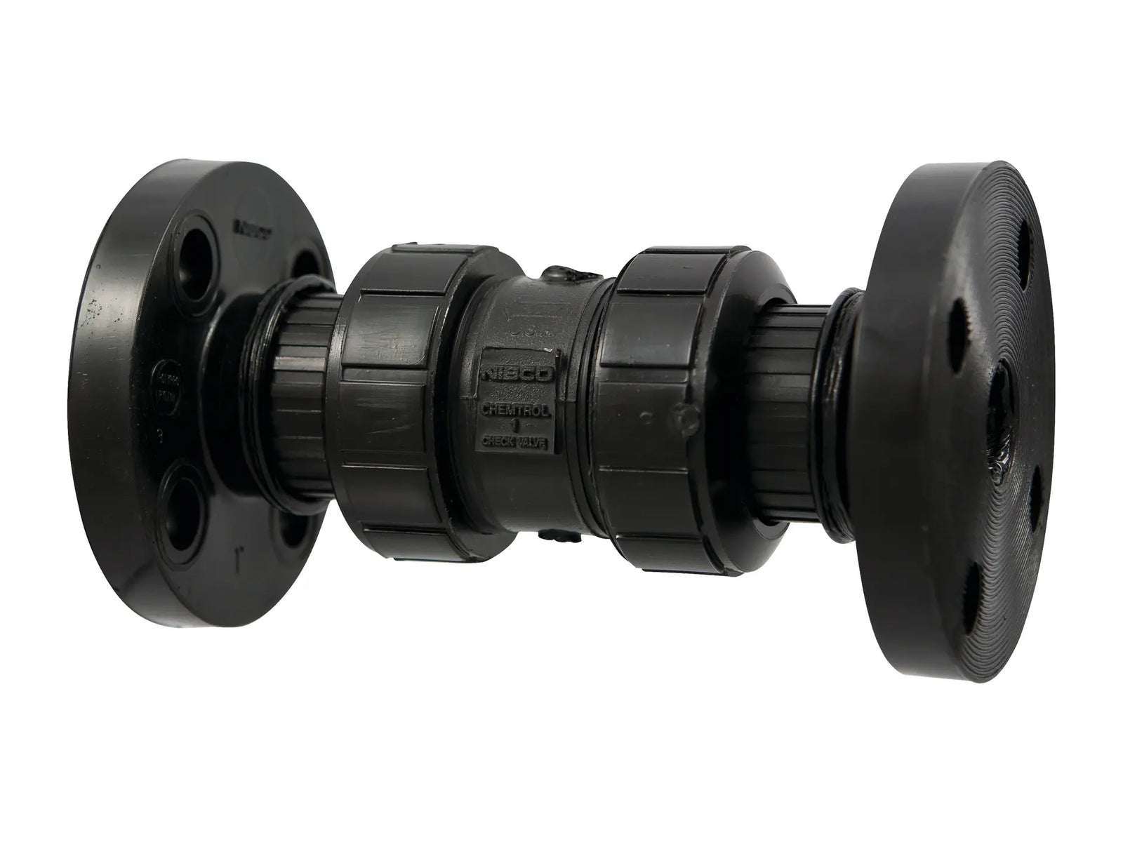 NIBCO MC802A8, 3/4 in. Ball Check Valve Flanged, True Union, Black PP, FKM F61BCV