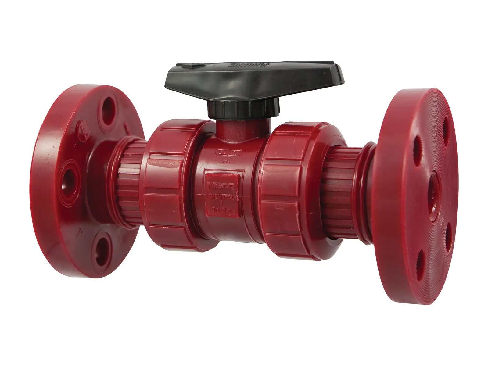 NIBCO MD606AF, 3in. Ball Valve Model C, Flanged, Tru-Bloc True Union, Kynar Red PVDF Sch 80