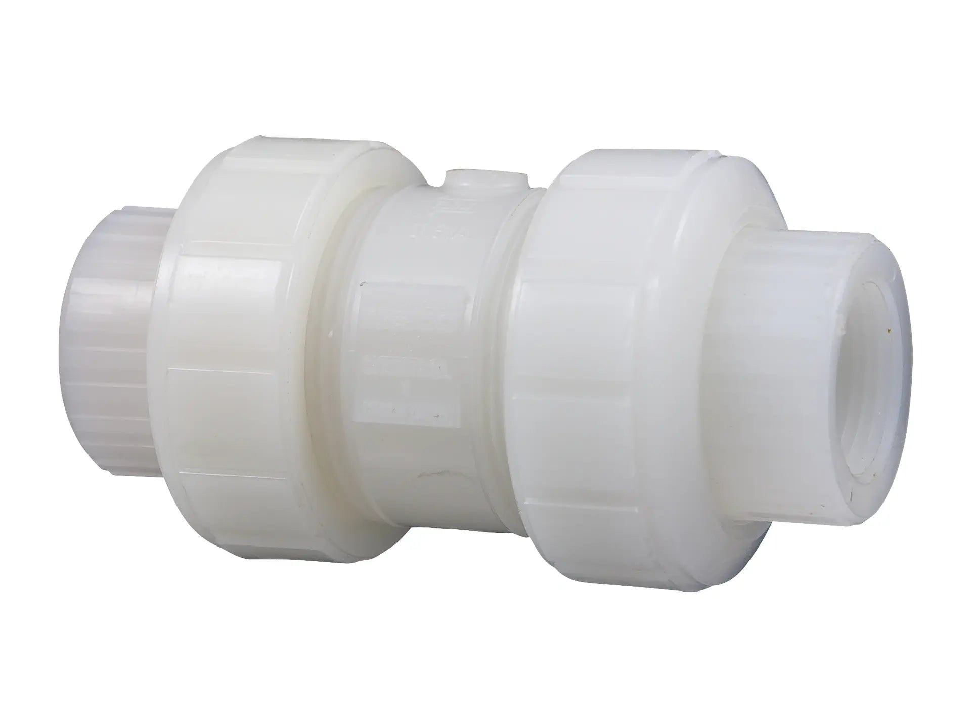 NIBCO ME800AA, 1in. Ball Check Valve Threaded, True Union, Kynar Natural PVDF Schedule 80, FKM T66BCV