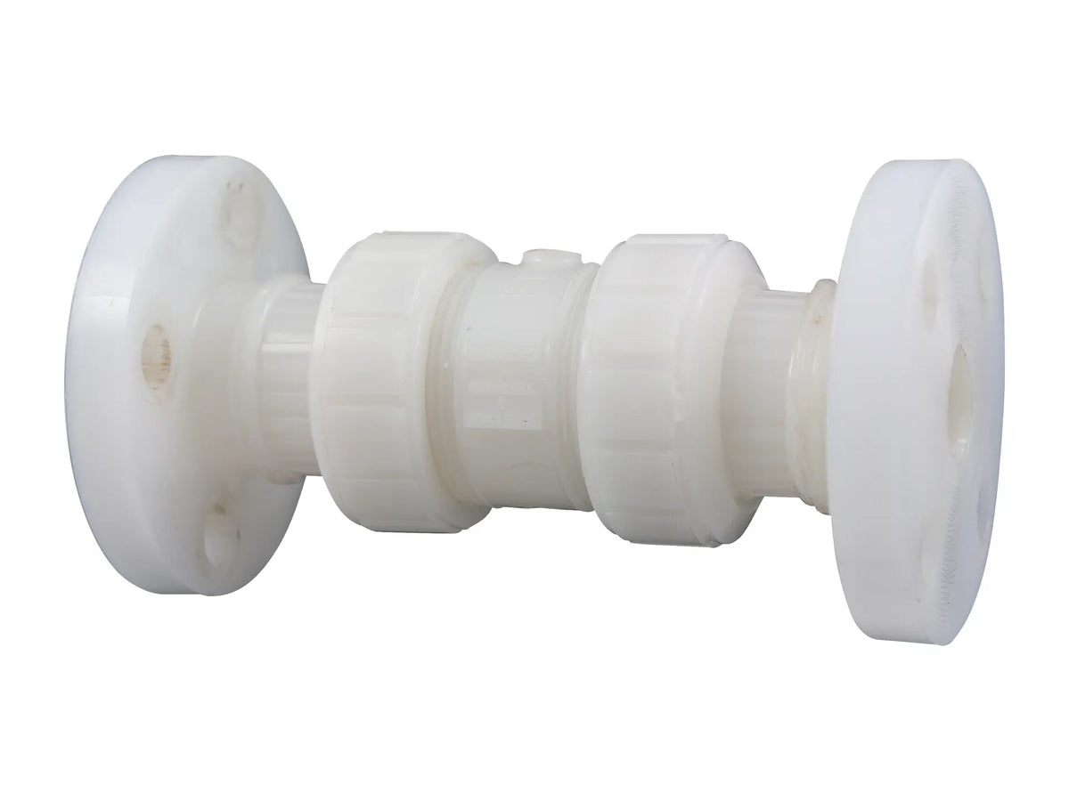 NIBCO ME802A6, 1/2in. Ball Check Valve Flanged, True Union, Kynar Natural PVDF Schedule 80
