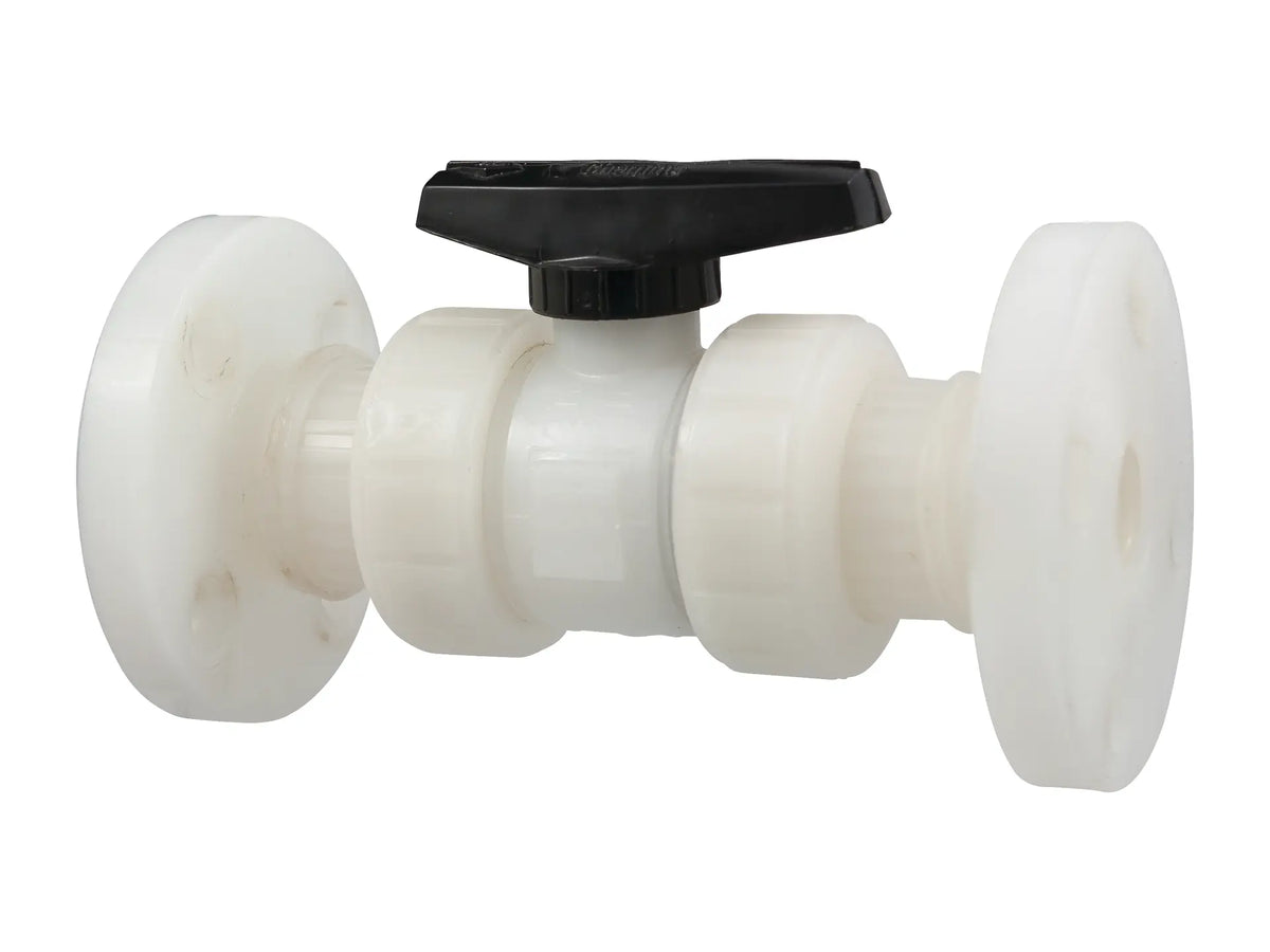 NIBCO ME912AA, 1in. Ball Valve Model C, Flanged, Tru-Bloc True Union, Kynar Natural PVDF Sch 80