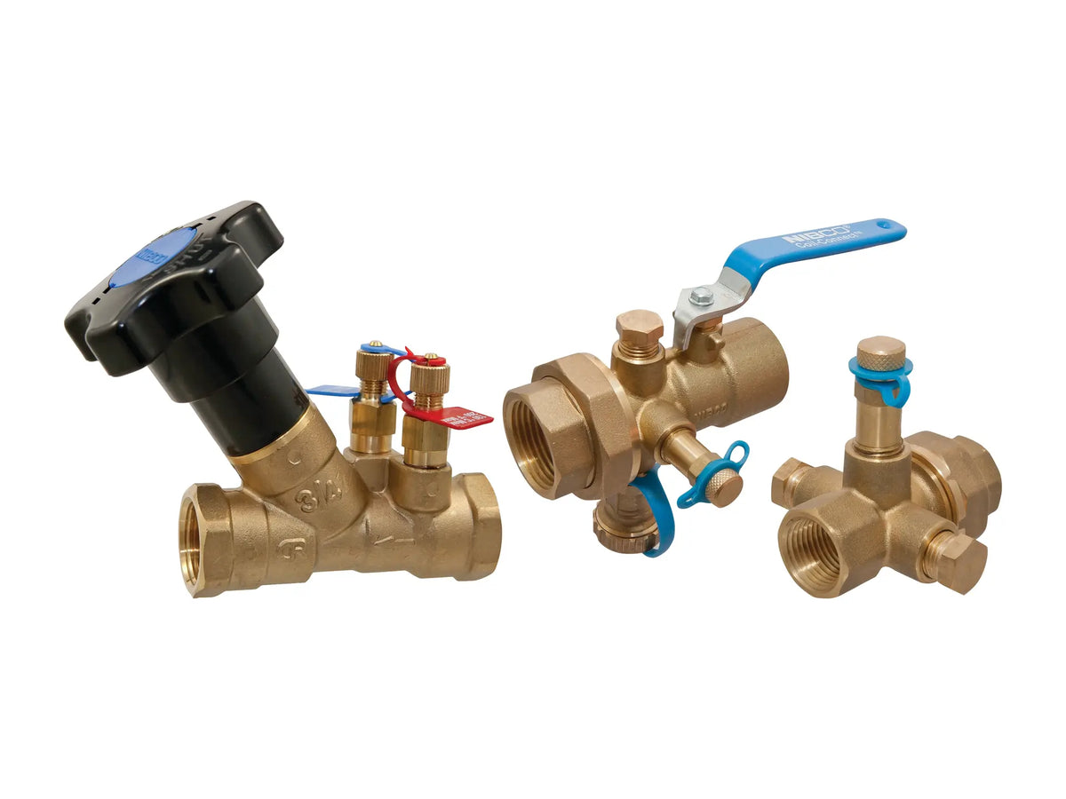 NIBCO NCC1T008, 3/4in. FLO-BOSS Coil-Connect Kit Threaded, Manual Balancing, Isolation Valve NCC1T