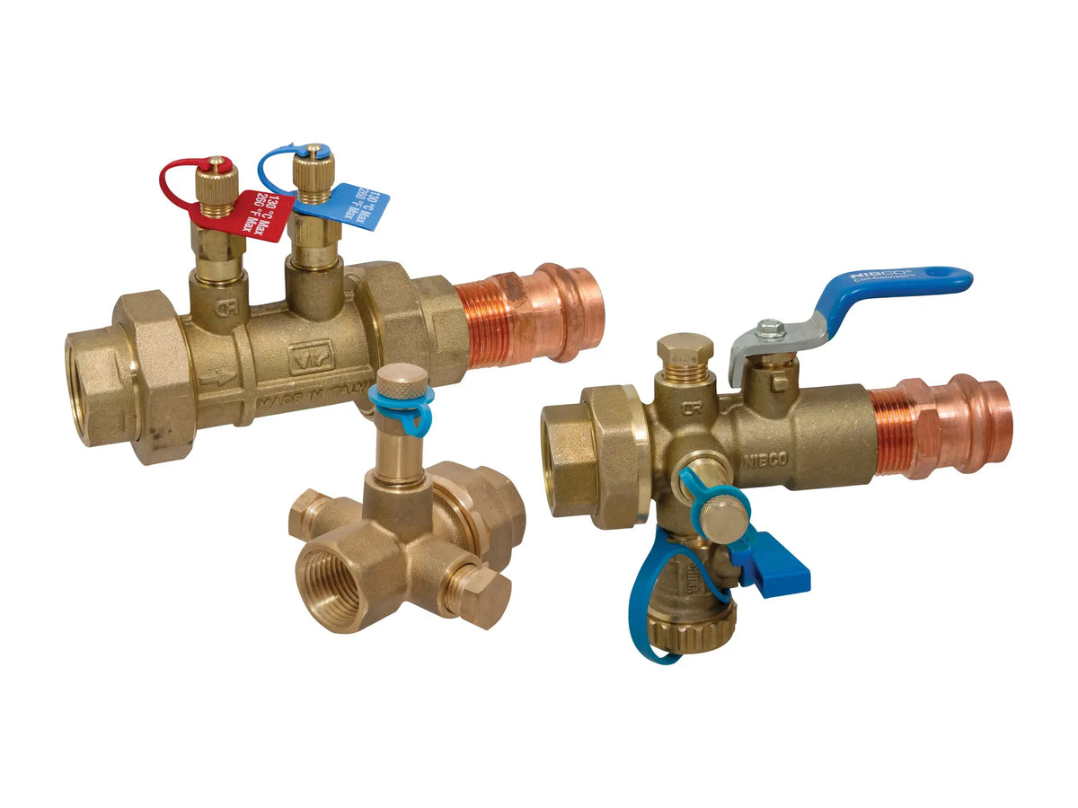 NIBCO NCC3P006, 1/2in. FLO-BOSS Coil-Connect Kit Thread x Press End, Automatic Balancing, Iso Valve