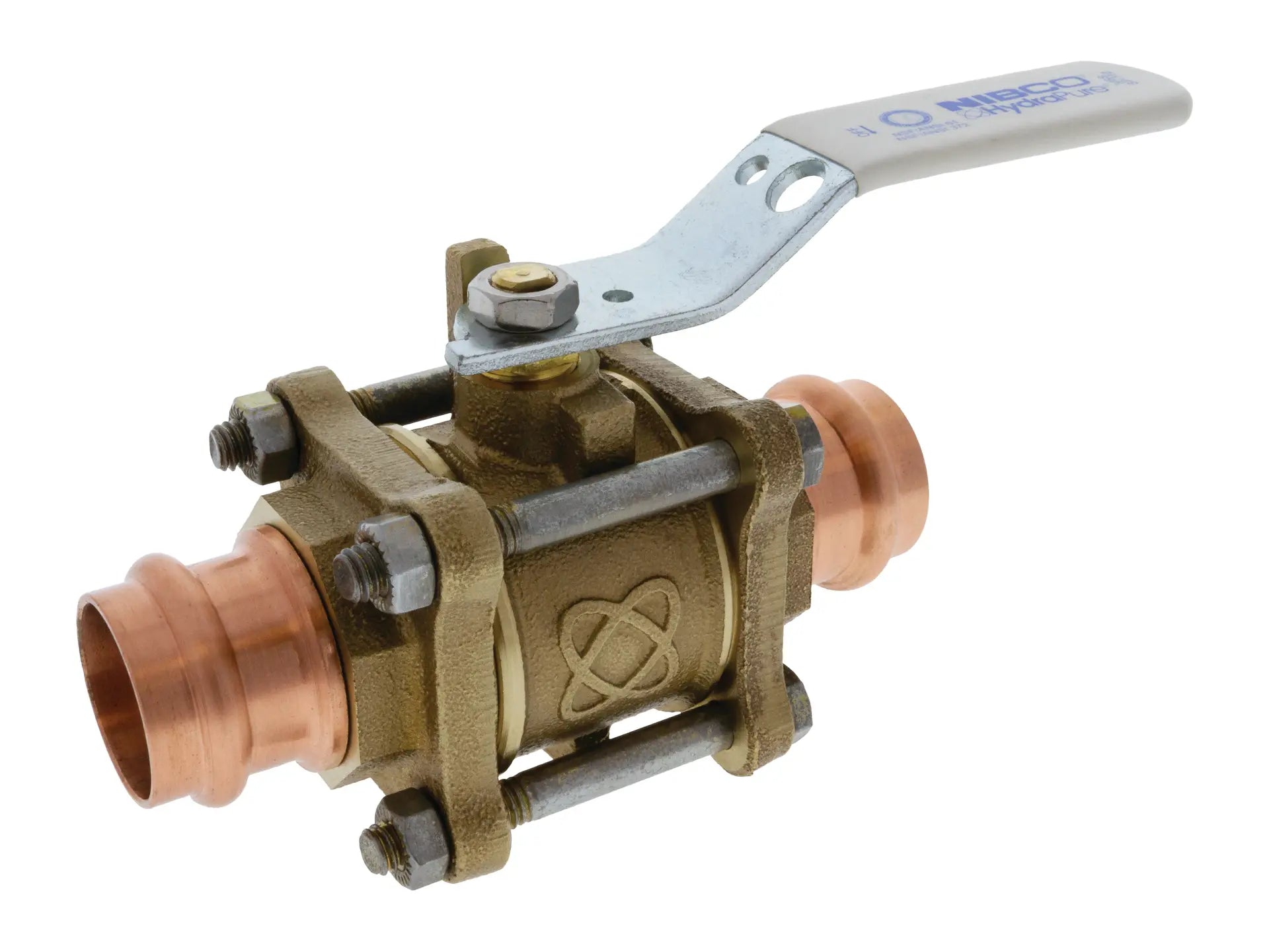 NIBCO NF595LFB, 1-1/4 in. Ball Valve LF 3-Piece FP PE CS Extended Locking Handle PC595YLFEMLL