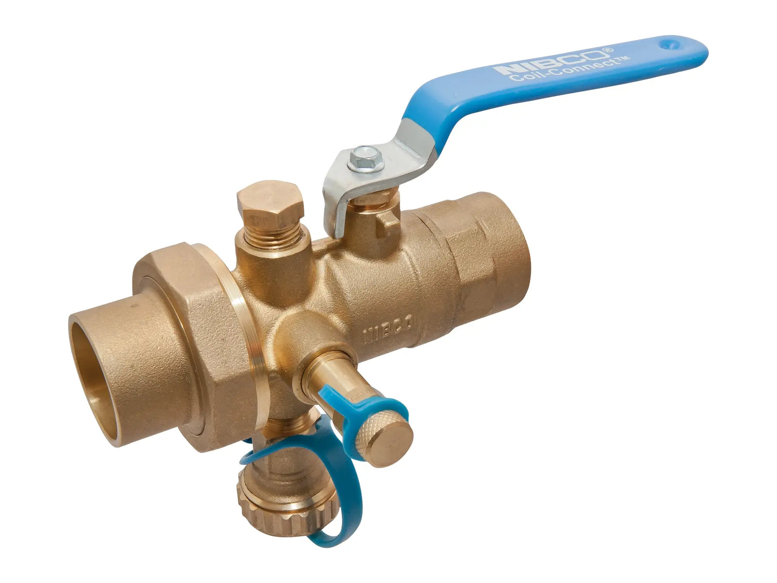 NIBCO NJ3X308, 3/4in. Combination Ball Valve Solder Ends, w/Union, Test Point & Drain Valve S-1830
