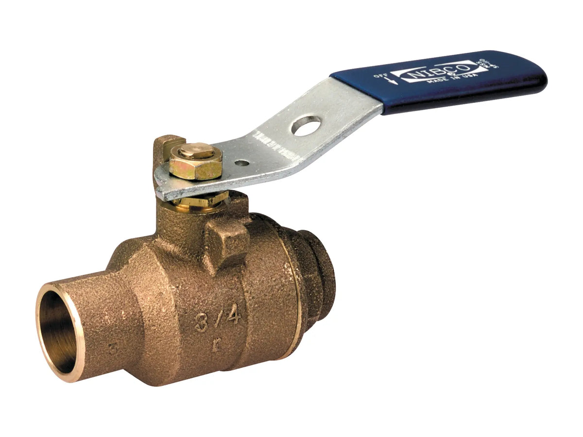 NIBCO NJ83H0B, 1-1/4 in. Two-Piece Bronze Ball Valve Stainless Steel Trim, Solder Ends S-580-70-66