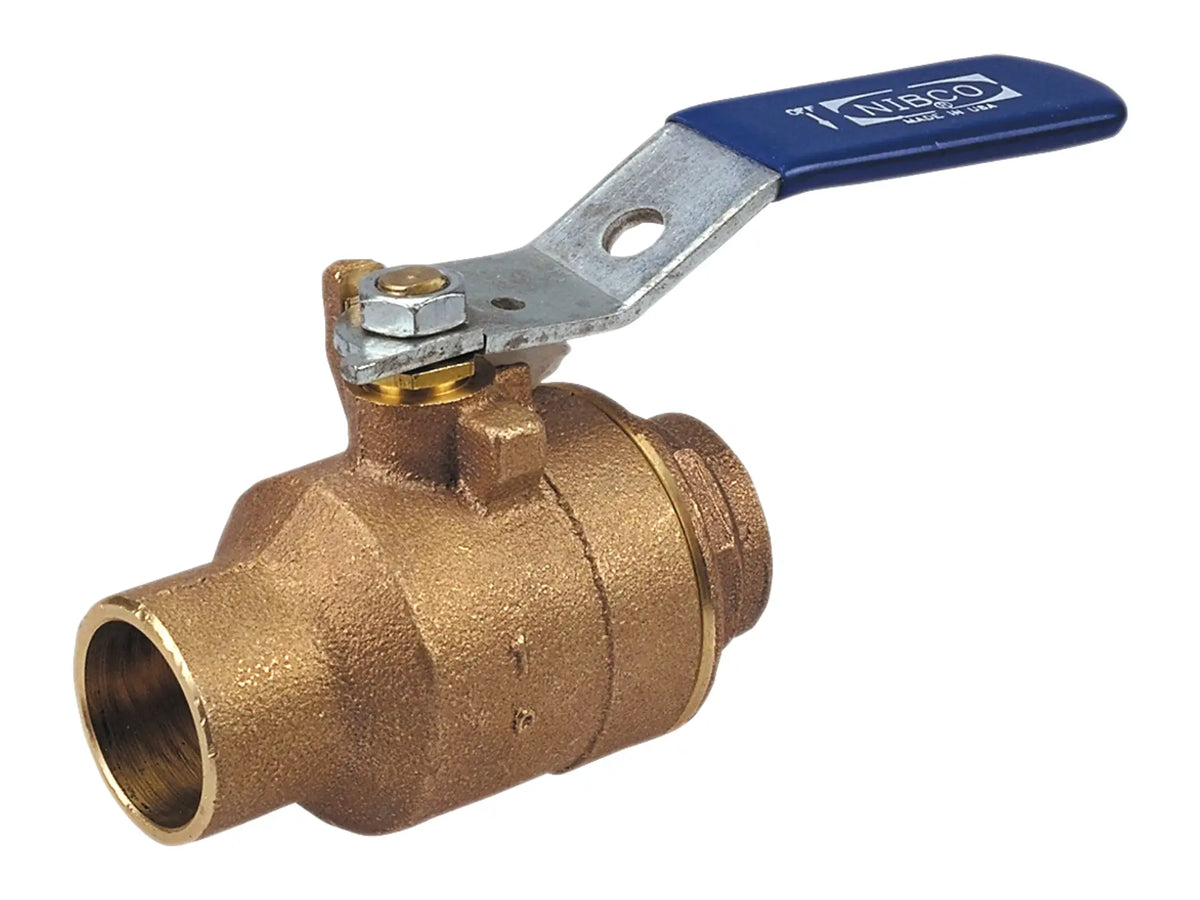 NIBCO NJ83HLA, 1in. Two-Piece Bronze Ball Valve SS Trim, Solder End Connections S-585-70-66-LL