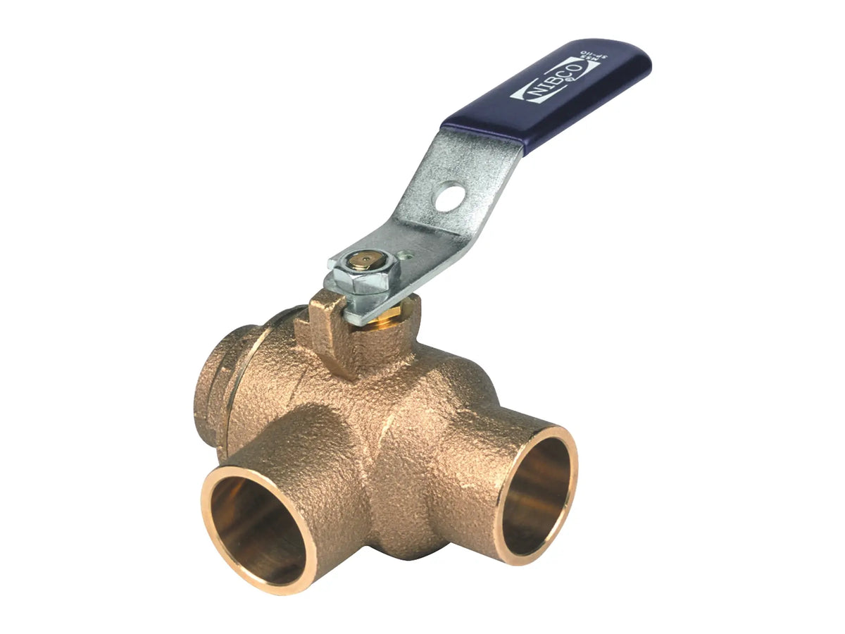NIBCO NJ83L1A, 1 in. Two-Piece Bronze Ball Valve Three-Way, Full Port, Solder S-585-70-66-W3