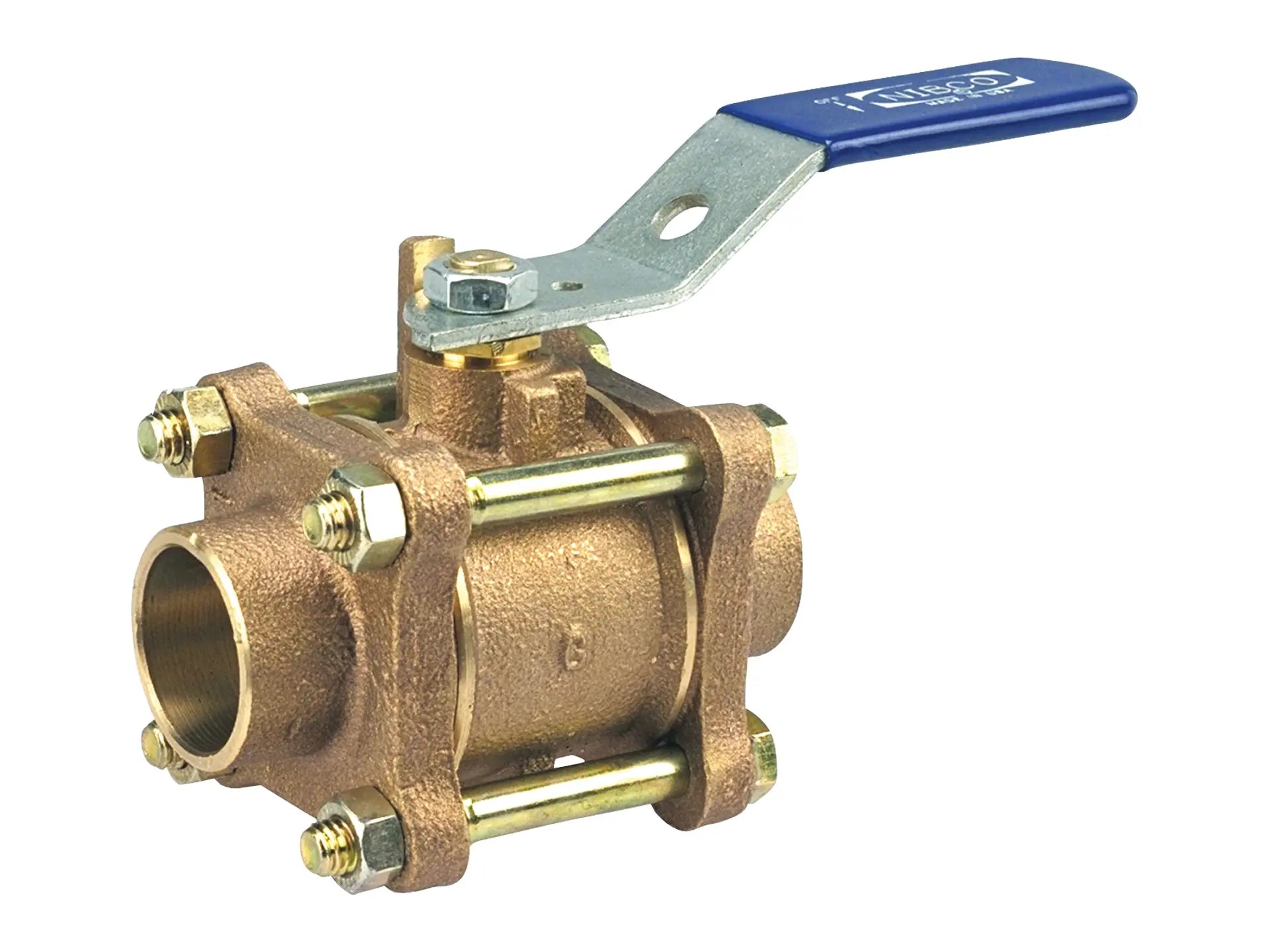 NIBCO NJ9100E, 2-1/2 in. Three-Piece Bronze Ball Valve Conventional Port, Solder Ends S-590-Y