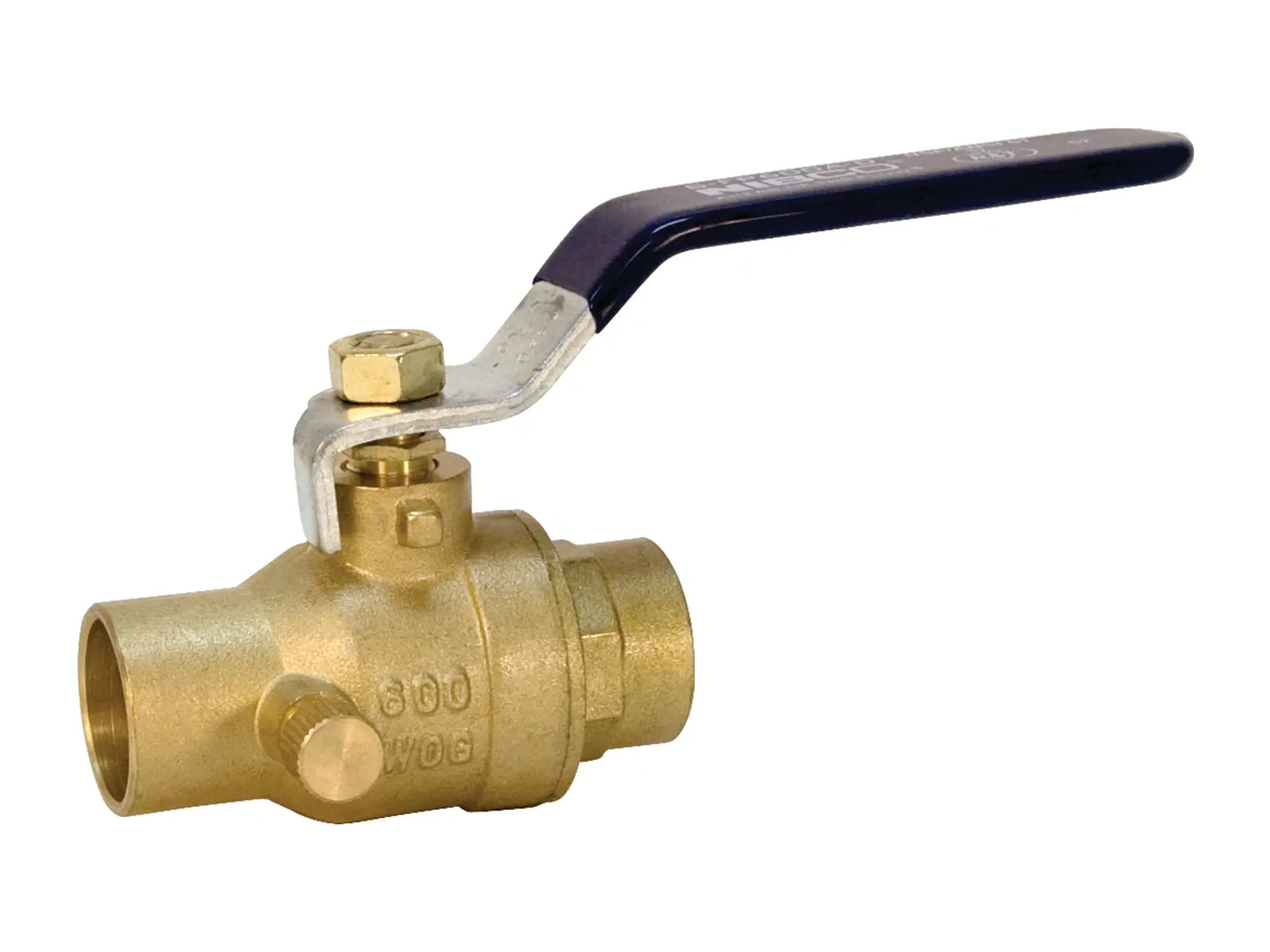 NIBCO NJ999H8, 3/4 in. Ball Valve Brass, Two-Piece, Full Port, C x C, with Drain S-FP-600-AD
