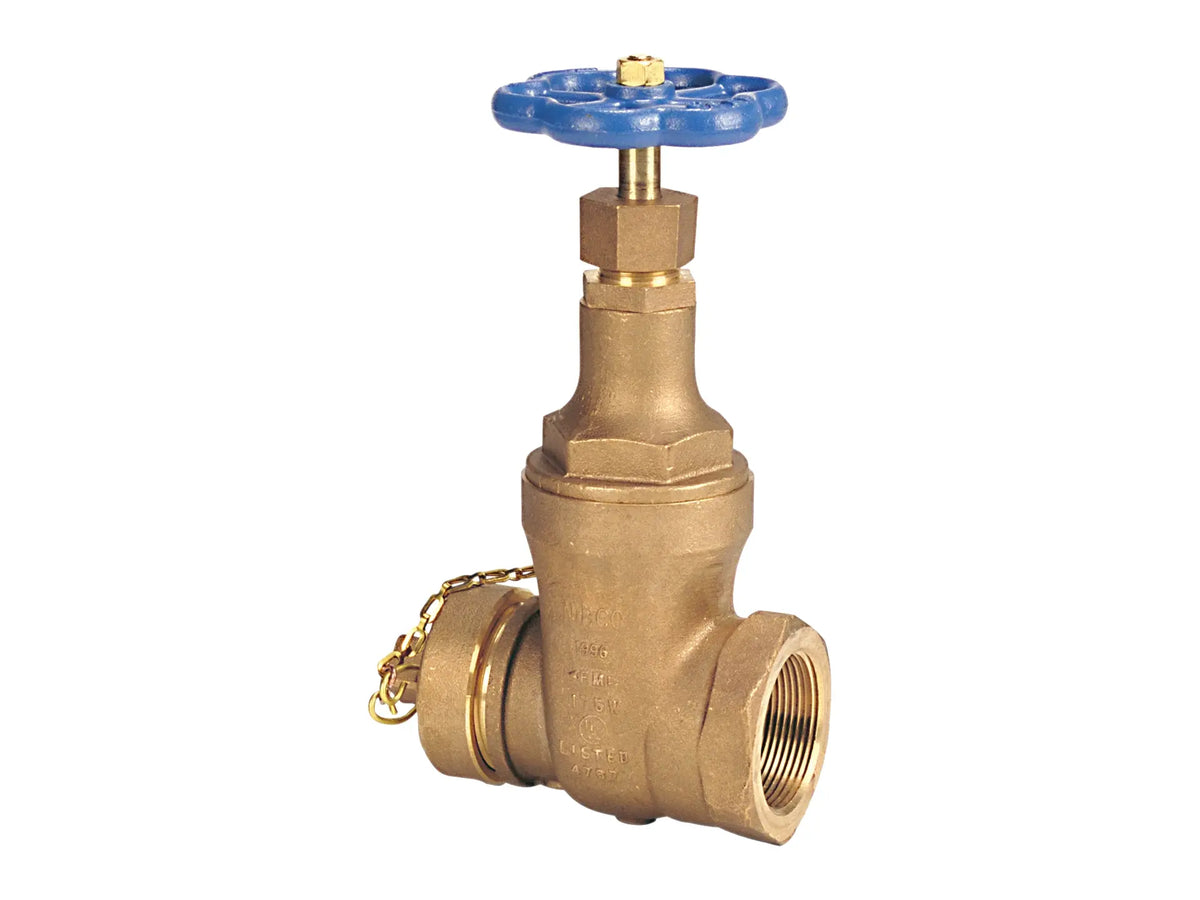 NIBCO NL0100E, 2-1/2 in. Gate Valve Bronze, Fire Protection, Hose Cap and Chain T-103-HC