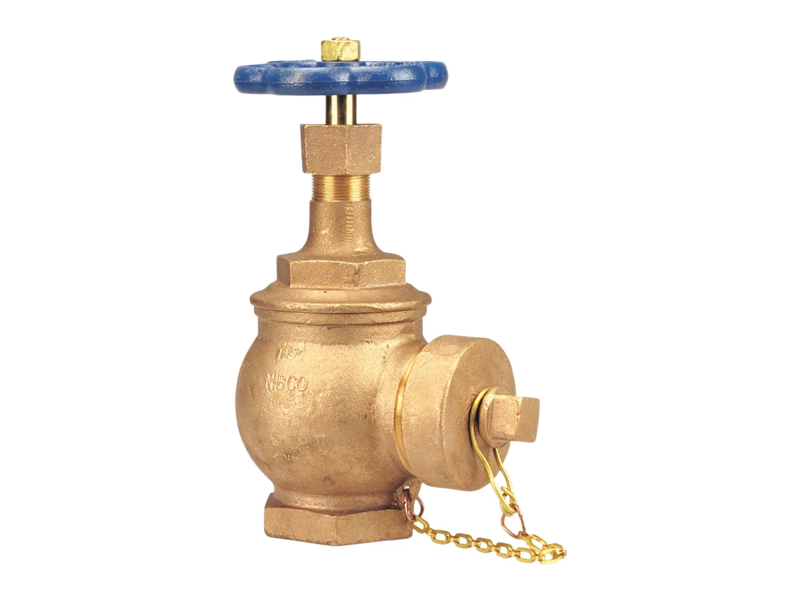 NIBCO NL5200E, 2-1/2 in. Angle Valve Bronze, Fire Protection, Cap and Chain T-331-HC