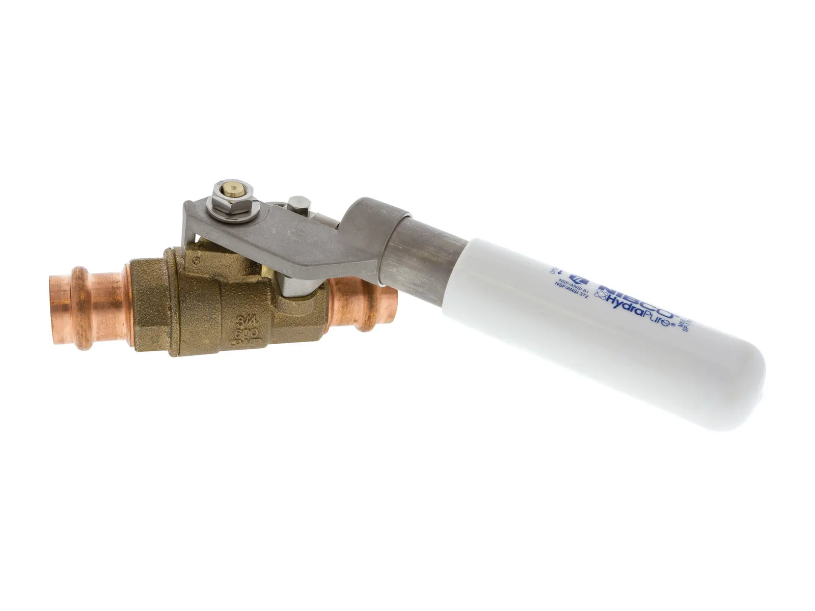 NIBCO NL840XC, 1-1/2in. x 1-1/2in. Bronze Ball Valve LF FP PExHoseConn Spring Ret Handle PC58580LFSR